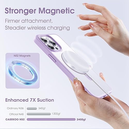 Miniatura 2 de CASEKOO Funda para iPhone 14 Pro con soporte de anillo magnético protección militar contra caídas compatible con MagSafe a prueba de golpes,