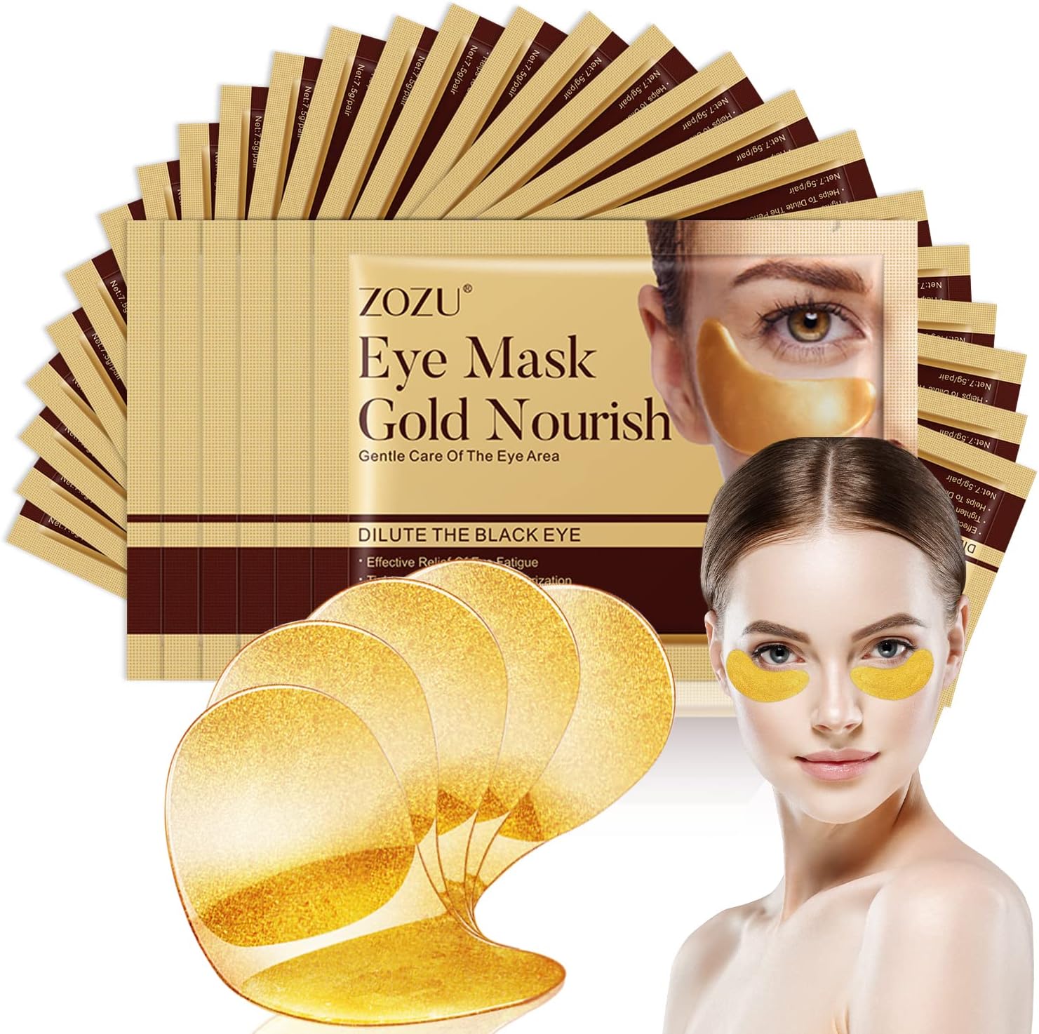 32 paar oogpads, oogpads tegen kringen rond de ogen, rijk hyaluronzuur, anti-aging oogverzorging, collageen en B5 hydraterend, anti-aging oogmaskers voor kringen rond de ogen, zakken en puffiness