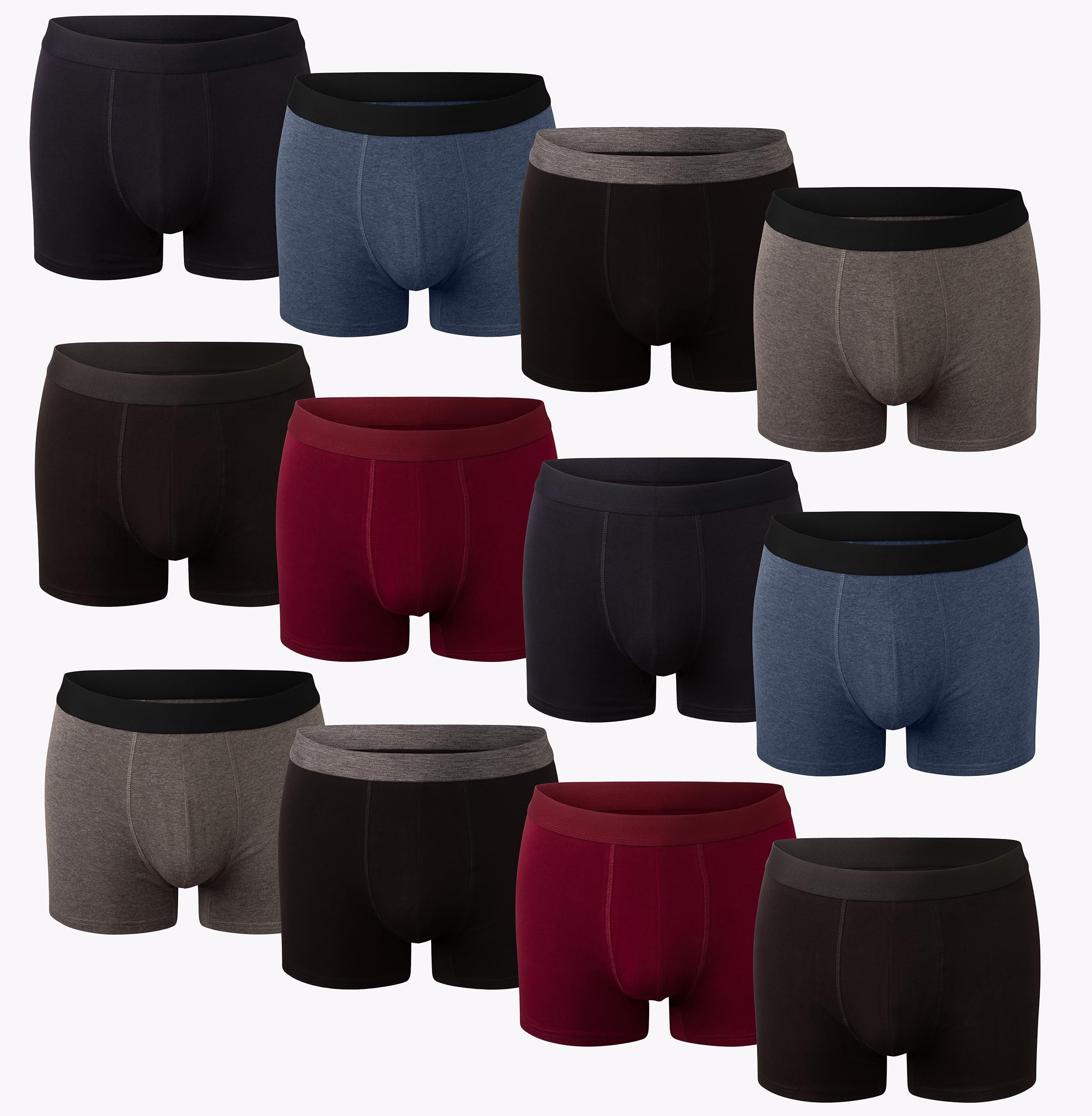 Bonjour Men's Fitted Hipsters Boxer, XXL, Dark Assorted, Pack of 12