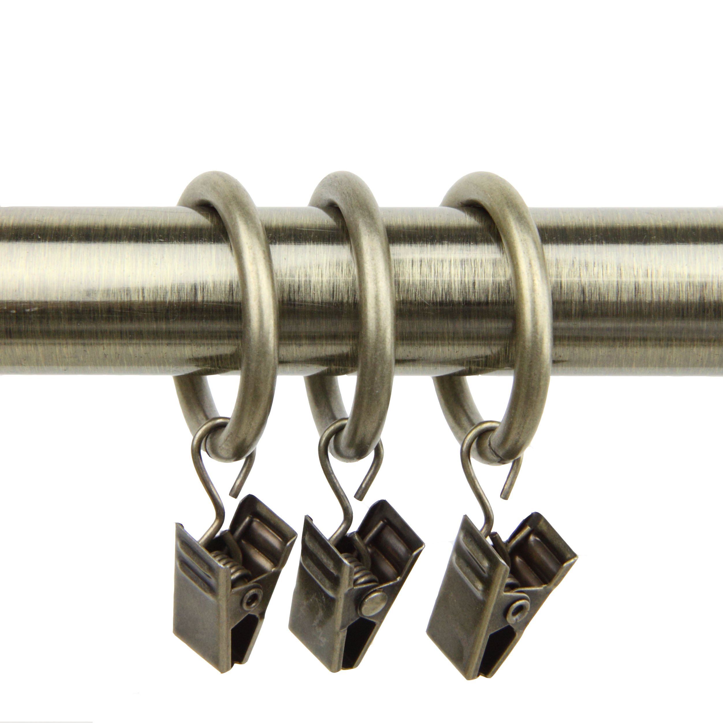 Rod Desyne Antique Brass 10 Count 1-Inch Curtain Rings With Clip For Windows,