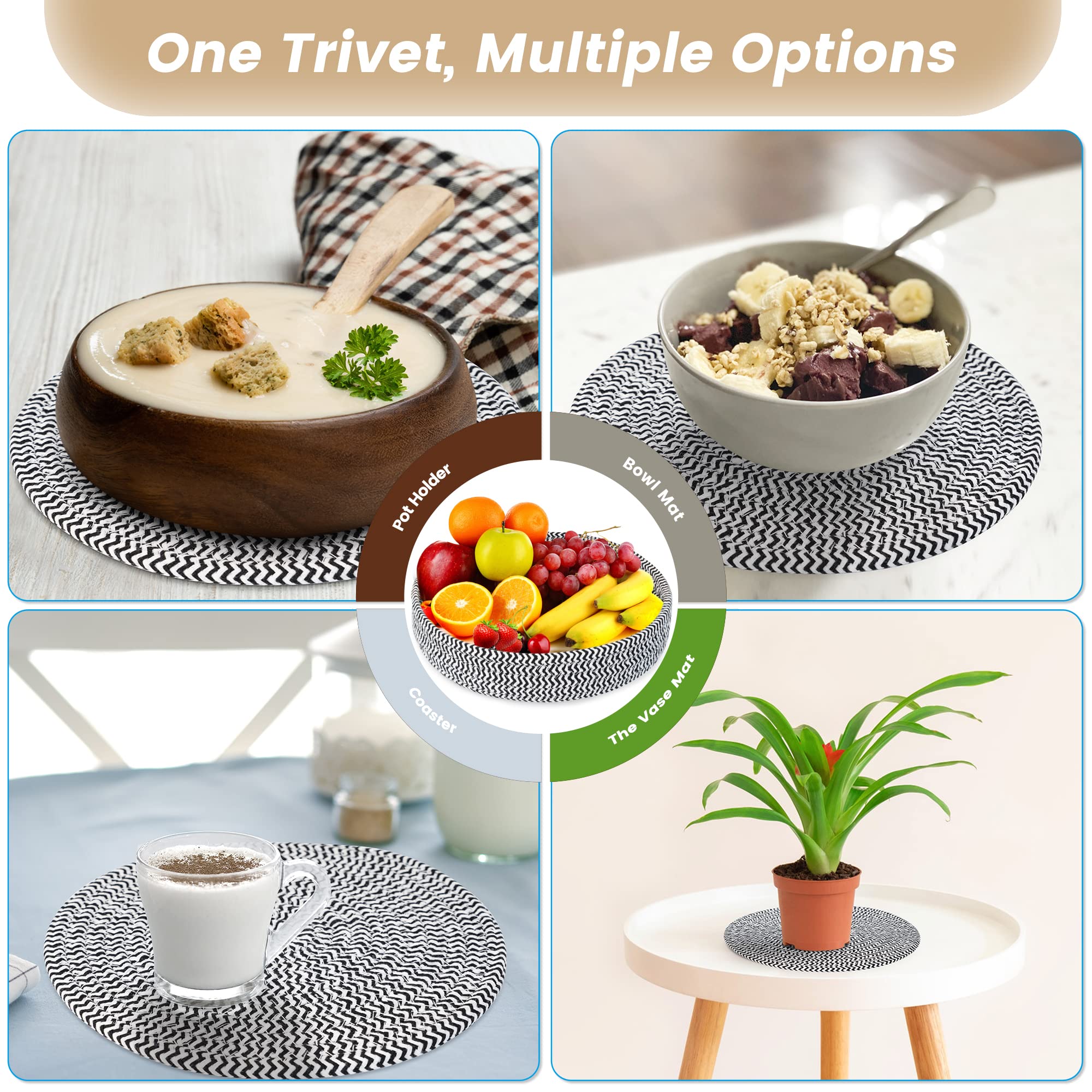 Lot De 5 Dessous De Plat De 17,8 Cm Faits à La Main