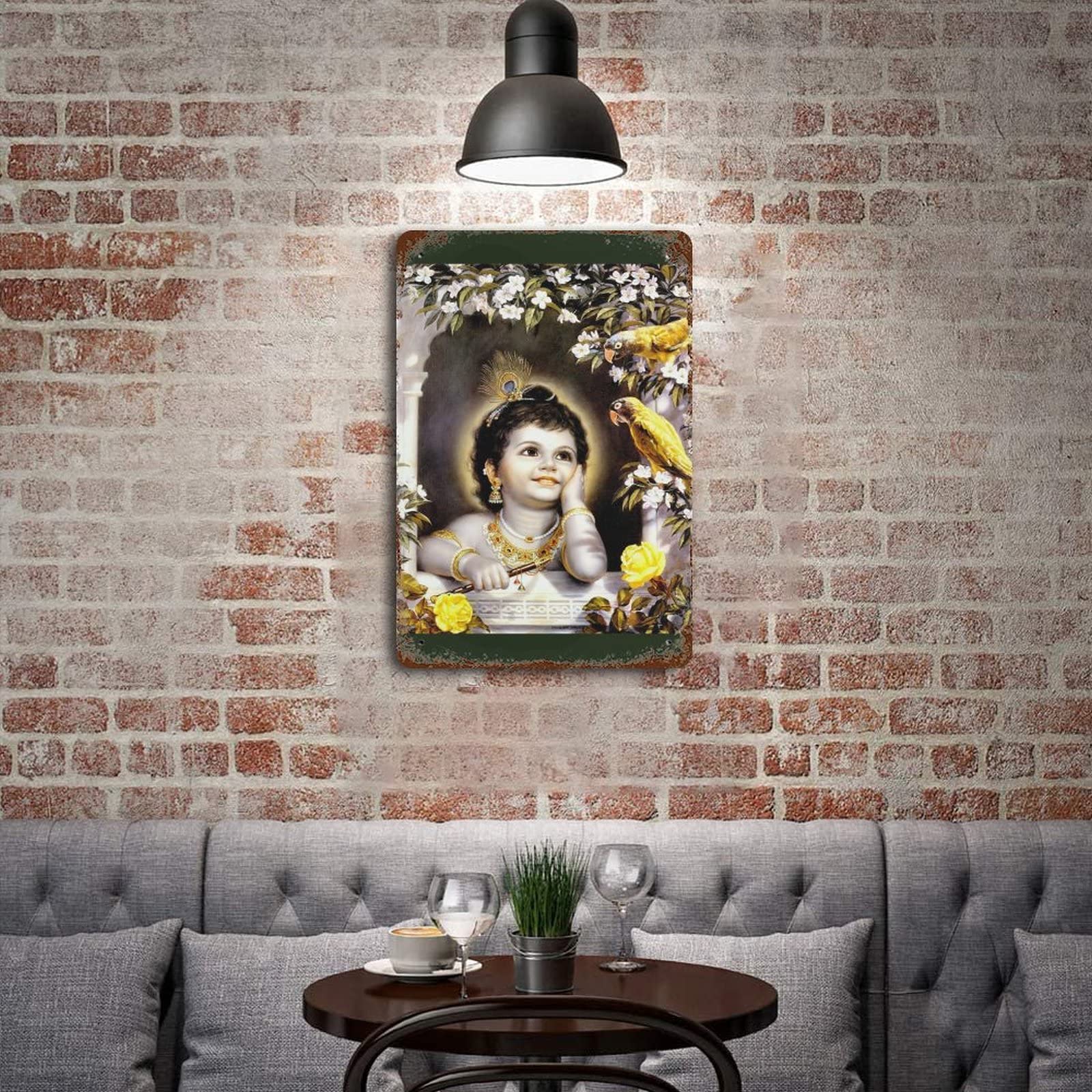 Baby Krishna With Birds _46 Vintage Metal Tin Sign,Poster