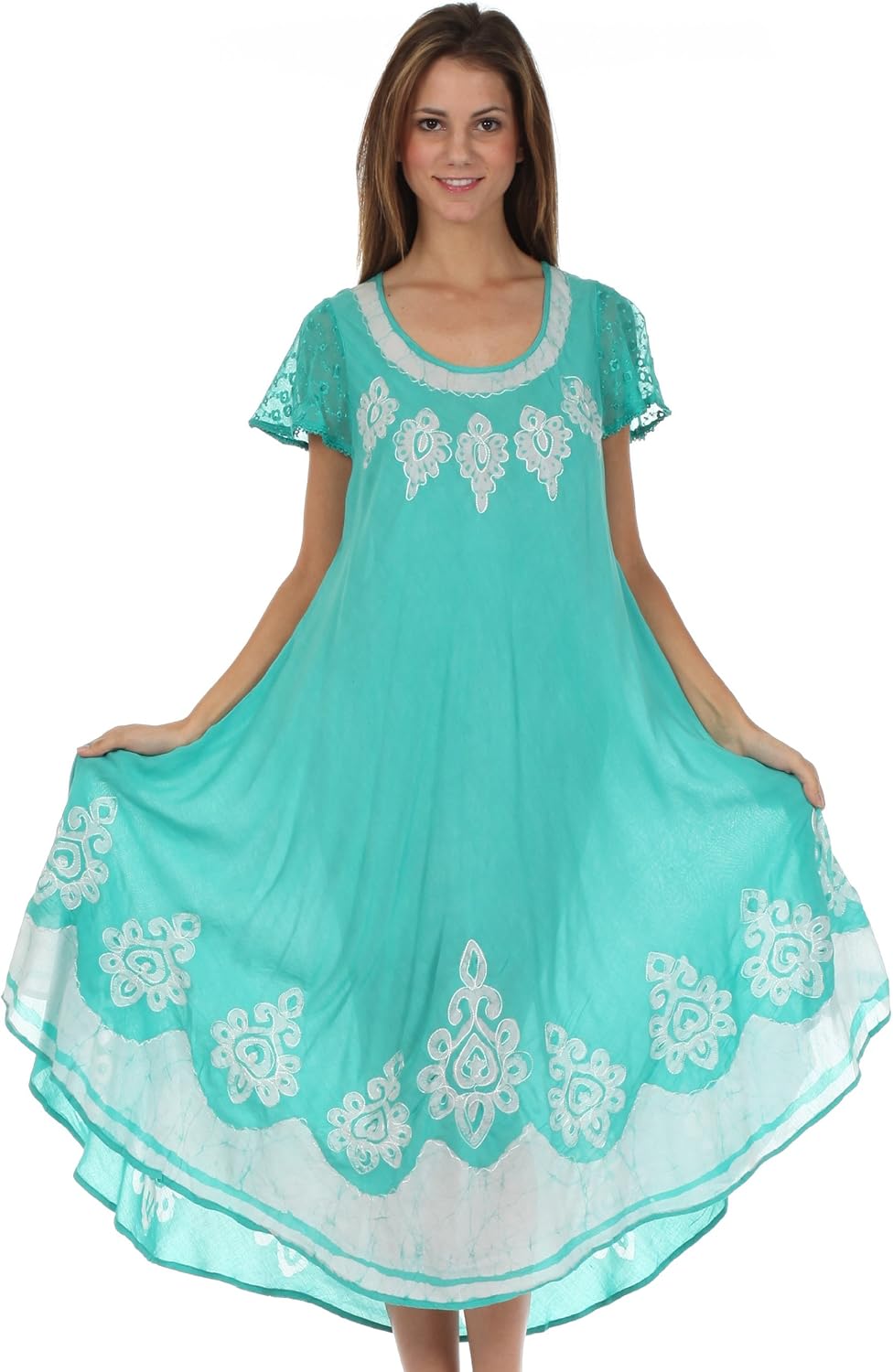 Sakkas Batik Hindi Cap Sleeve Caftan Dress/Cover Up - Image 5