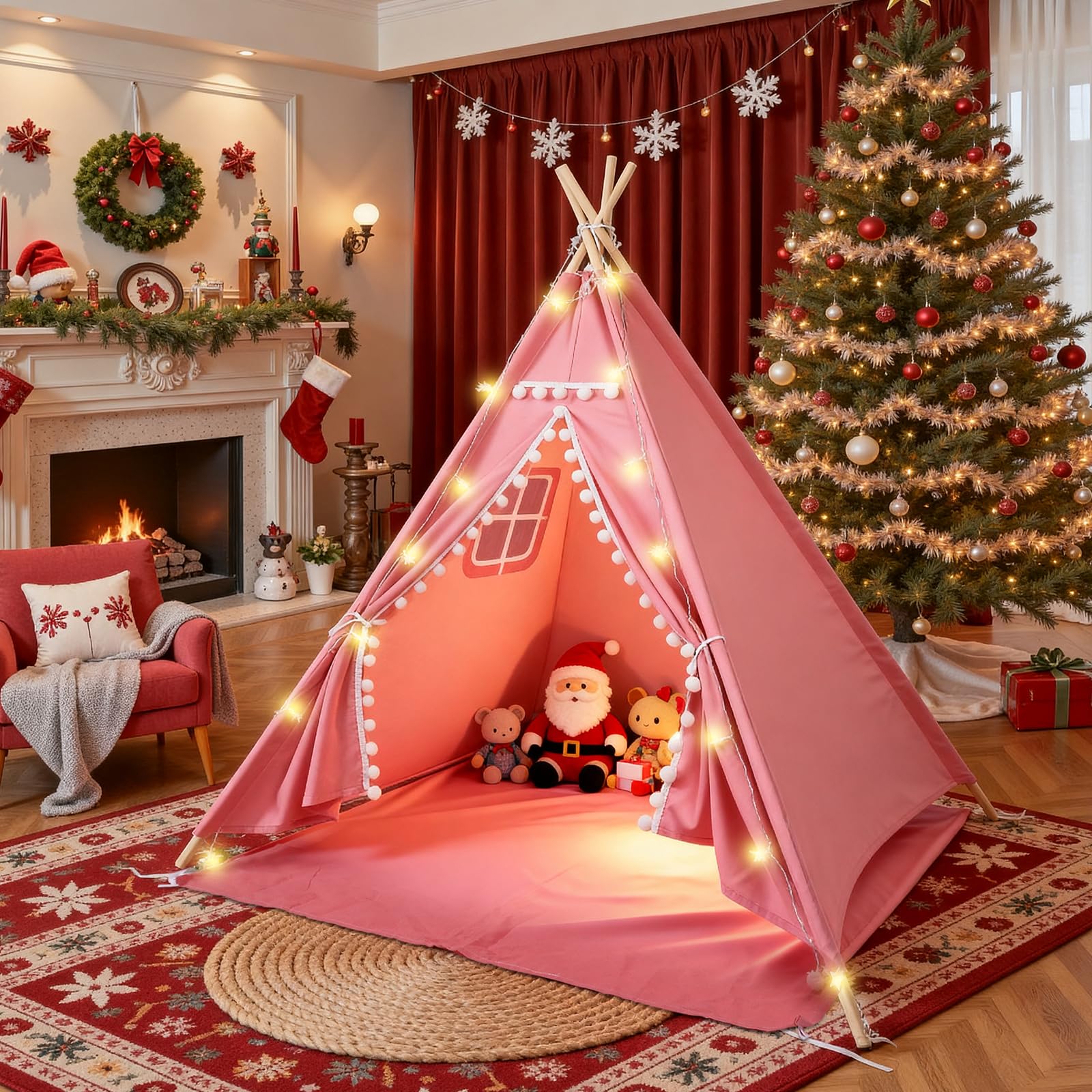 Tipi Zelt für Kinder 120x140cm, Tippi Kinderzelt Indoor Outdoor