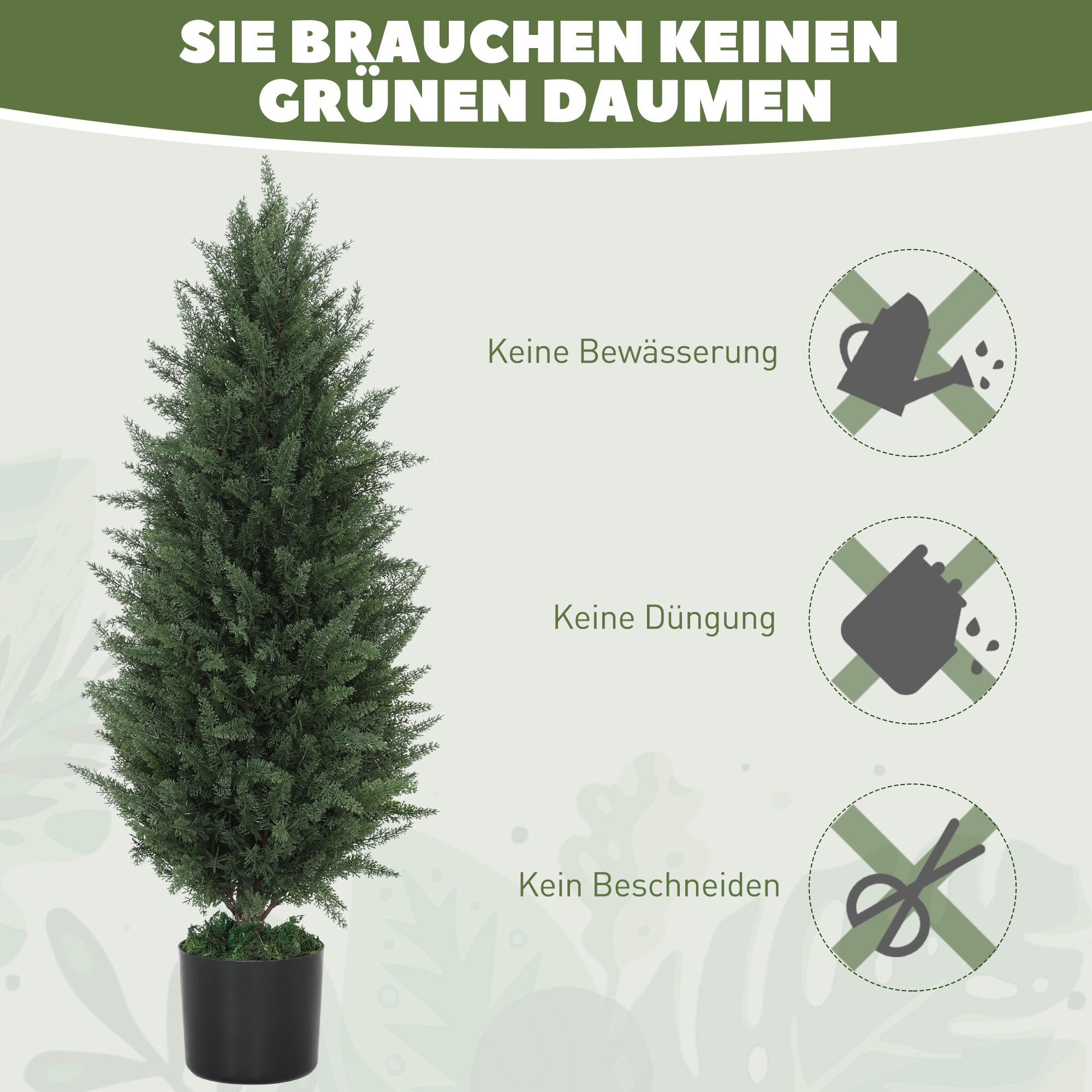 HOMCOM Sztuczny cyprys, zestaw 2 sztuk, duże, 90 cm, sztuczne rośliny w doniczce, odporne na działanie promieni UV, sztuczne drzewo, jak prawdziwa dekoracja do salonu, sypialni, na zewnątrz