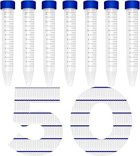 15ml Plastic Centrifuge Tubes, Membrane Solutions Test Tubes Sterile PP Conical Centrifuge Tube, Non- Pyrogenic, DN/RNase Free, Pack of 50