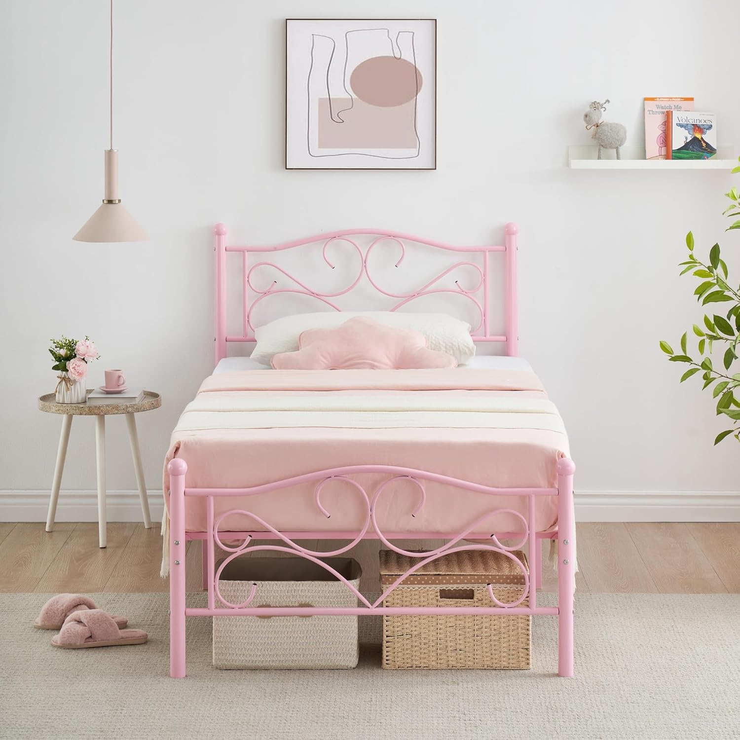 Twin Bed Frames,Twin Size Bed Frame with Headboard, Heavy