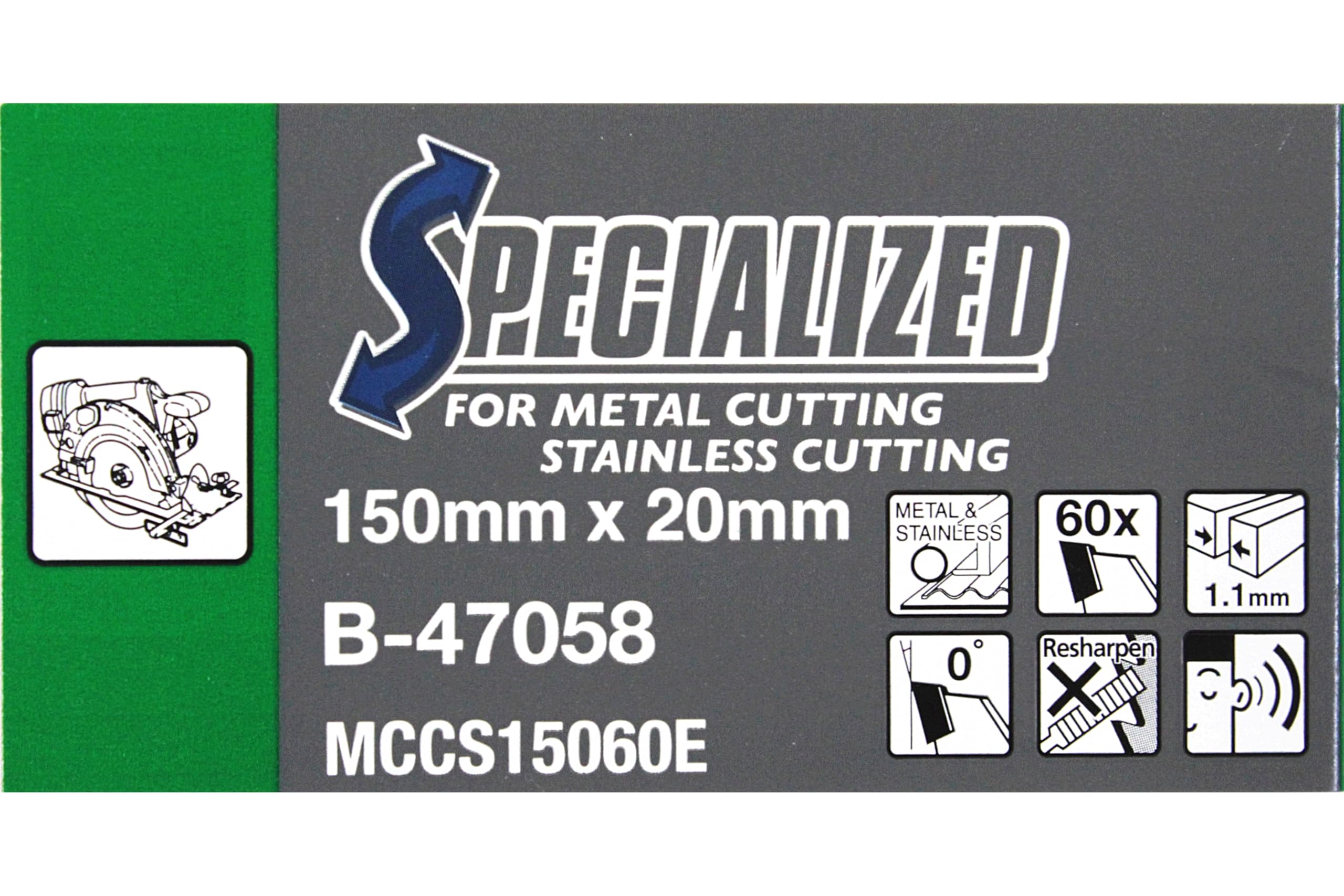 Makita B-47058 Lama Sega Circolare T.C.T. 150x20mm 60T Metallo Acciaio