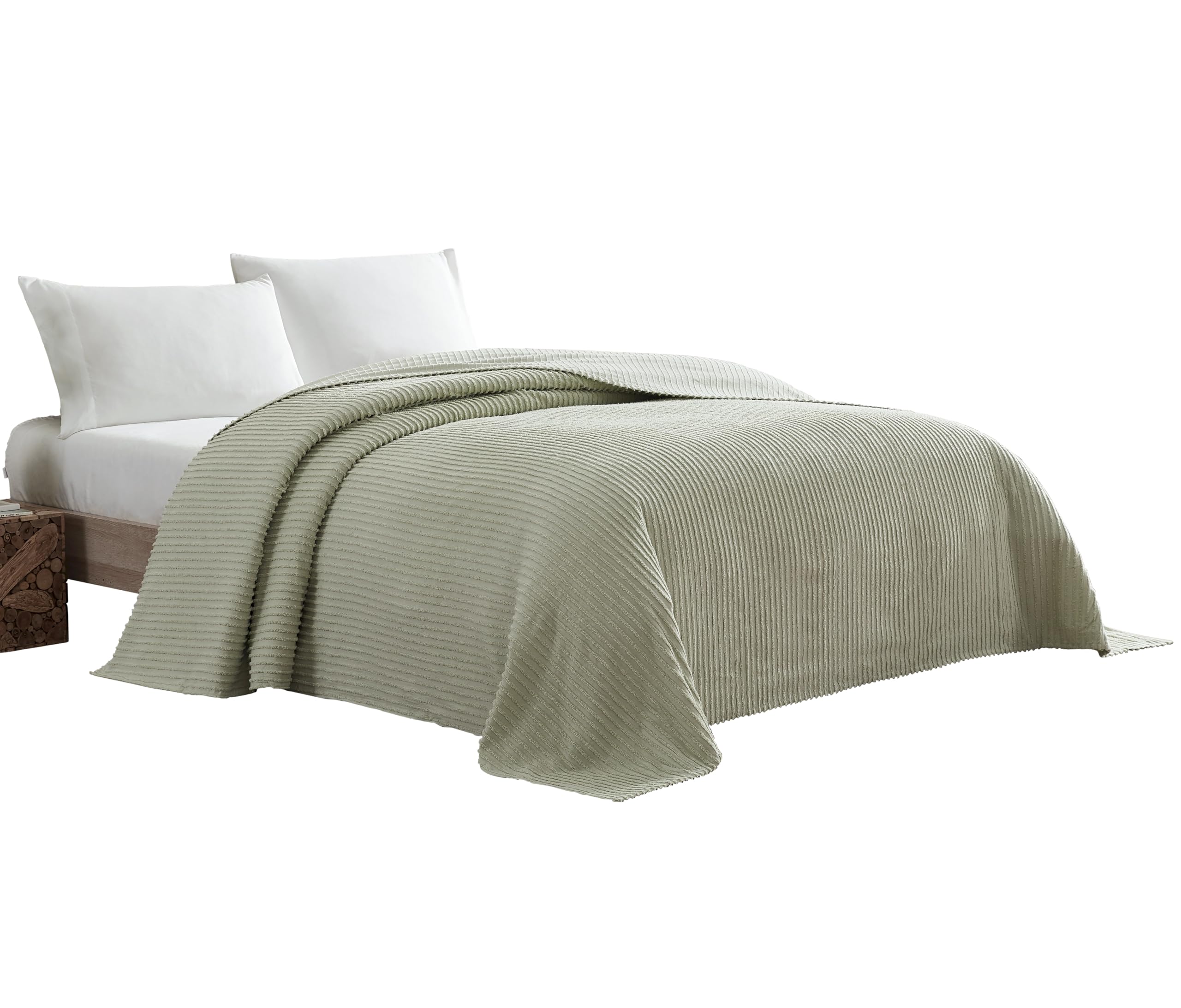 Beatrice Home Fashions Channel Chenille Bedspread, King, Sage