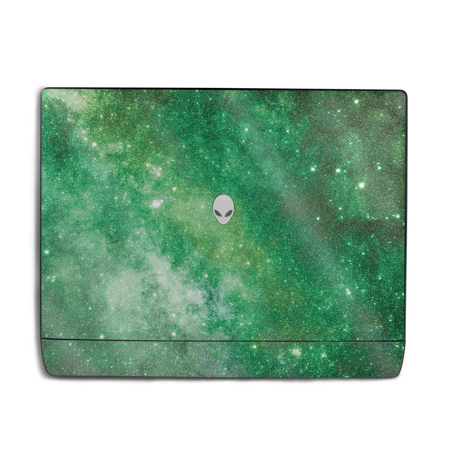 Glossy Glitter Laptop Skin Compatible with Alienware 18 Area-51 (2025) - Green Stars - Premium 3M Vinyl Protective Wrap Decal Cover - Easy to Apply | Crafted in The USA by MightySkins