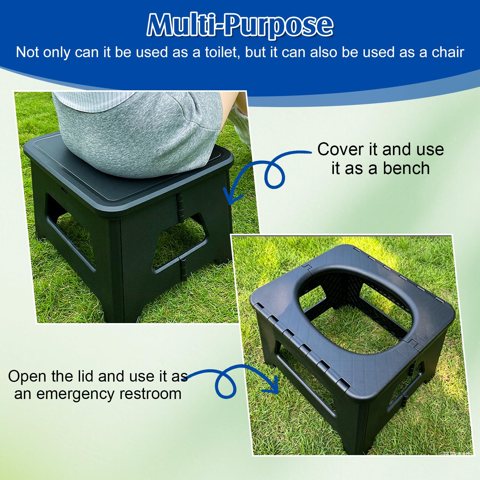 Tragbare Campingtoilette, Camping Toilette Faltbar, Tragbare Toiletten, Mobile Toilette mit Toilettenbeutel und Aufbewahrungsbeutel, für Wandern Reisen Angeln Trekking Boot Zelt, 31,5x24,5x16,5cm