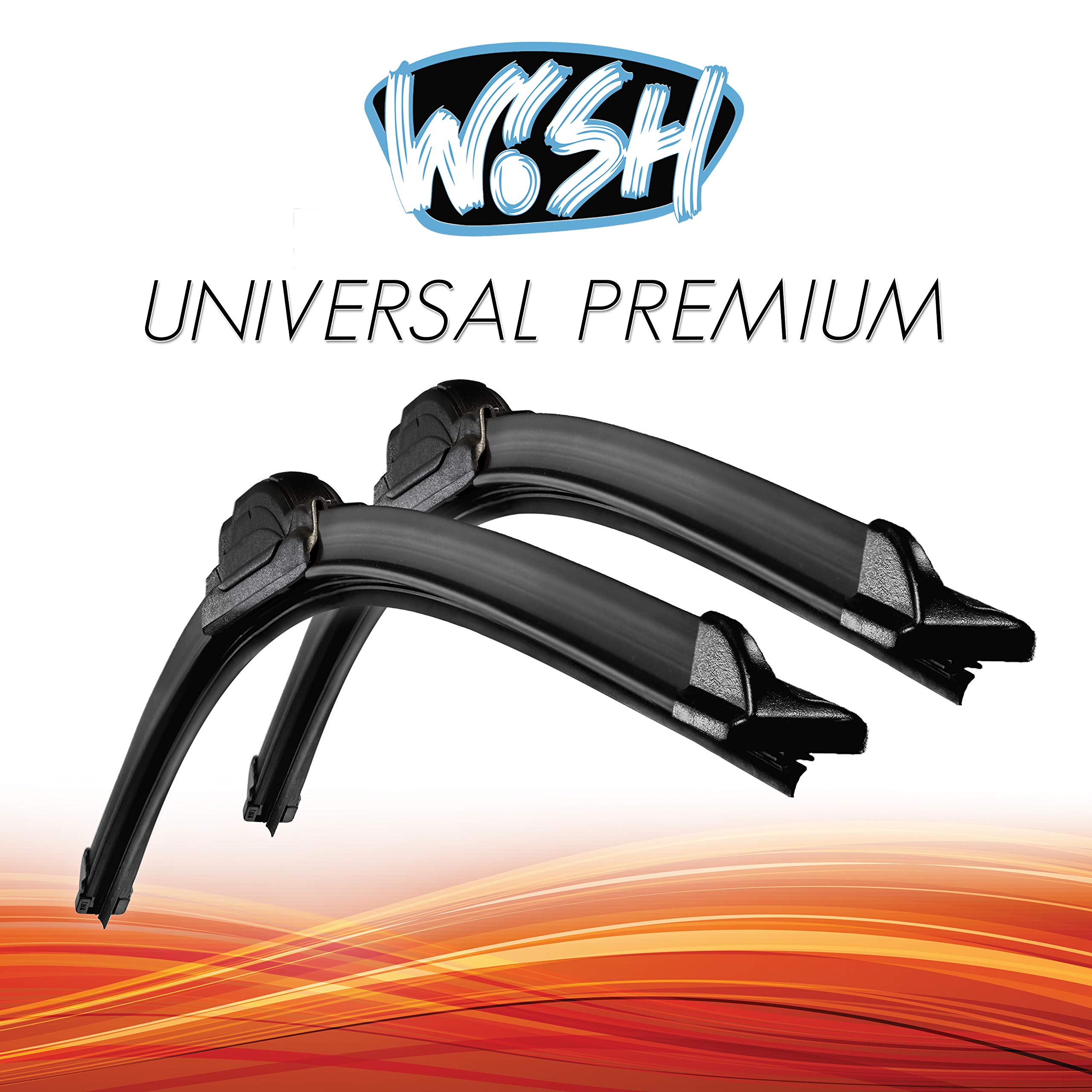 Wish® Universal Premium UP24.16.B2.B5 Front Windscreen Wiper Blades 600 mm / 16 Inch 400 mm Set Front Flat Bar Wiper