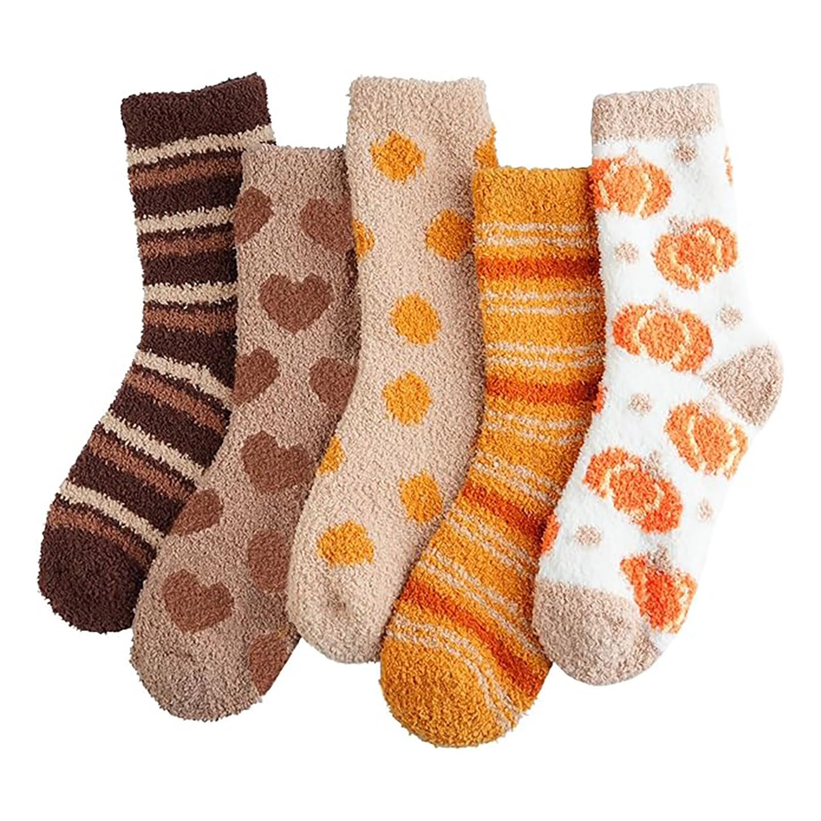4 Pairs Halloween Cartoon Pumpkin Crew Socks Women Men Creative Fleece Warm Halloween Party Couple Gifts Home Floor Sleeping