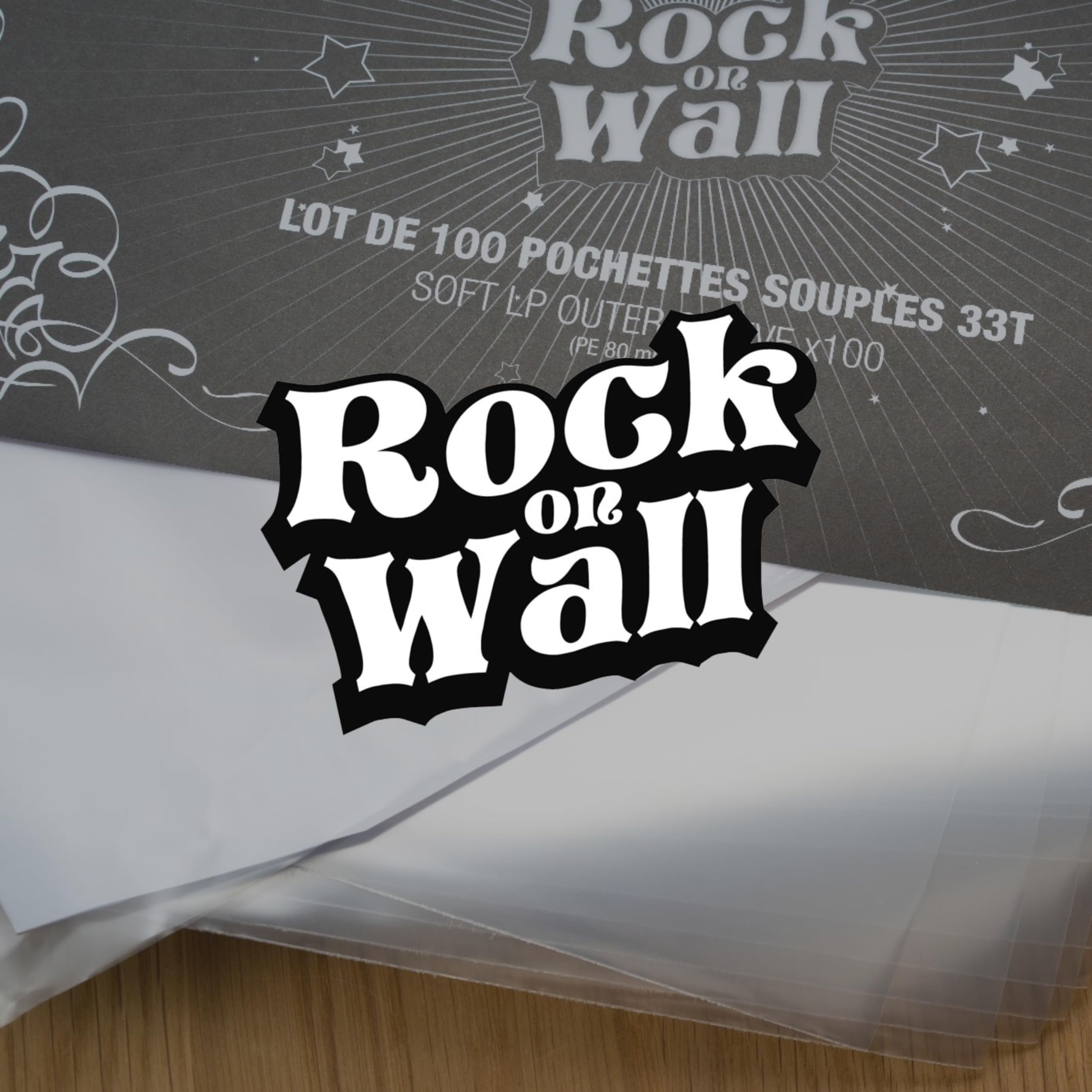 Rock On Wall - Pochettes vinyle 33 tours – Lot de 100 – Polyéthylène recyclé 80 microns – Protection anti-poussière, humidité et frottements – Fabrication française
