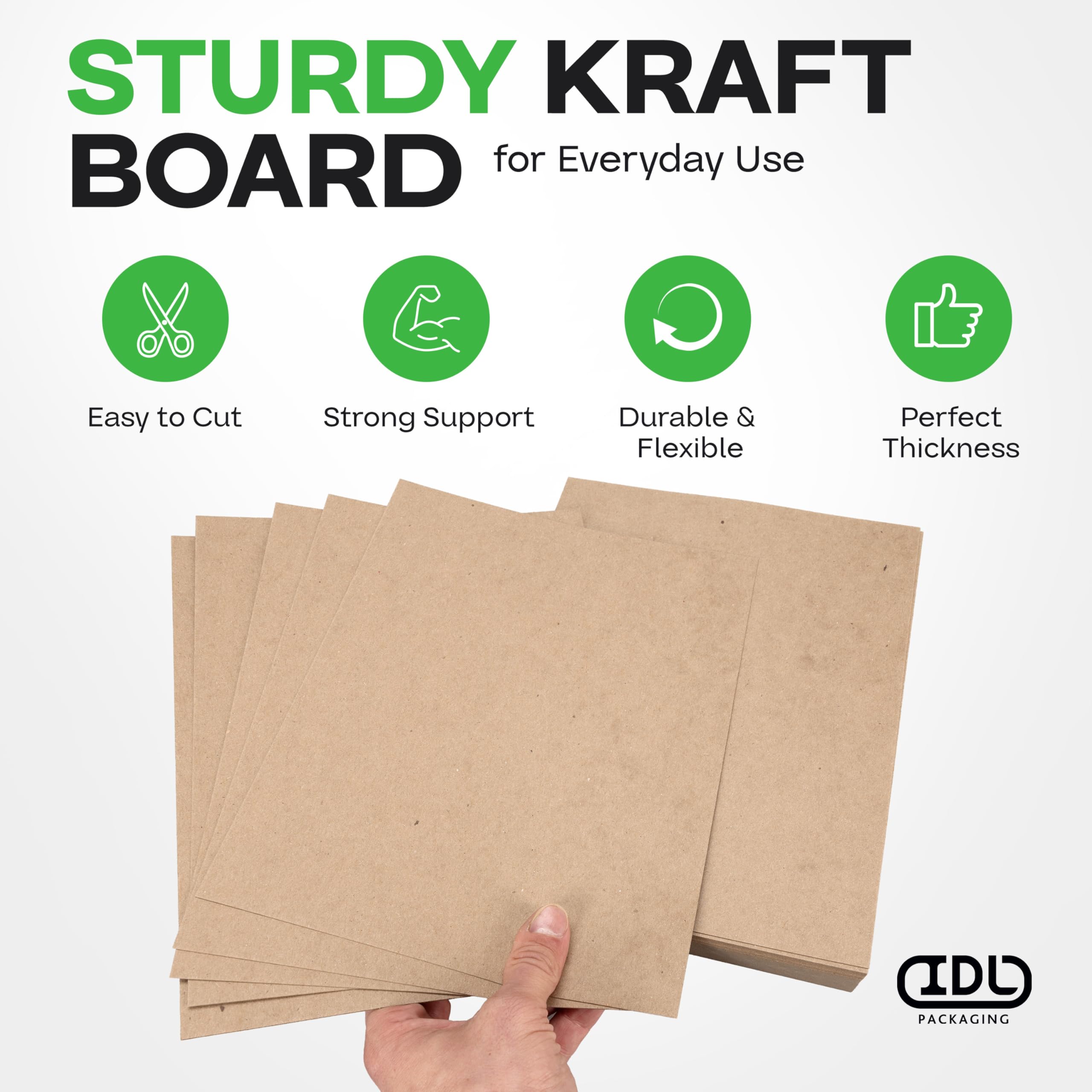 IDL Packaging - 200 fogli di carta kraft, 200 x 200 fogli, realizzati negli Stati Uniti, per scrapbooking, incorniciatura, cartone da 0,1 cm di spessore, timbri