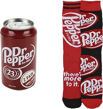 Amazon.com: Bioworld Dr Pepper Men's Crew Socks 2-Pack - Quench Your
