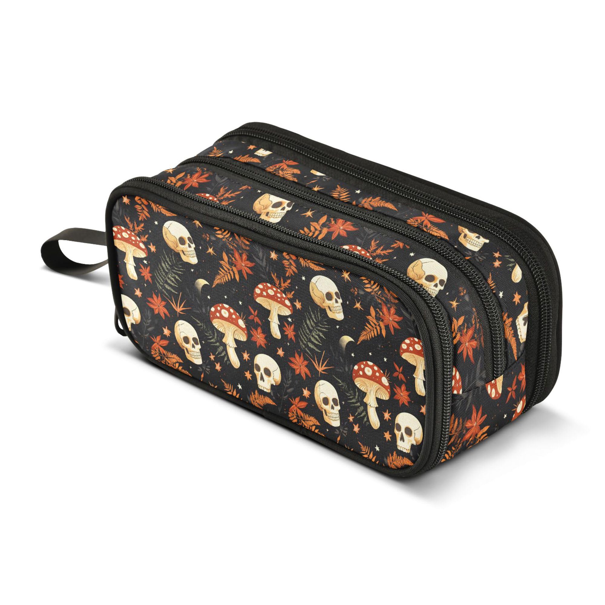 Large Pencil Case, Big Capacity Pencil Bag Pen Pouch Holder 3 Compartments, Mushrooms Skull School Office Supplies Stationery Makeup Bag Storage Organizer for Students Girls Boys Women Men โ image 1