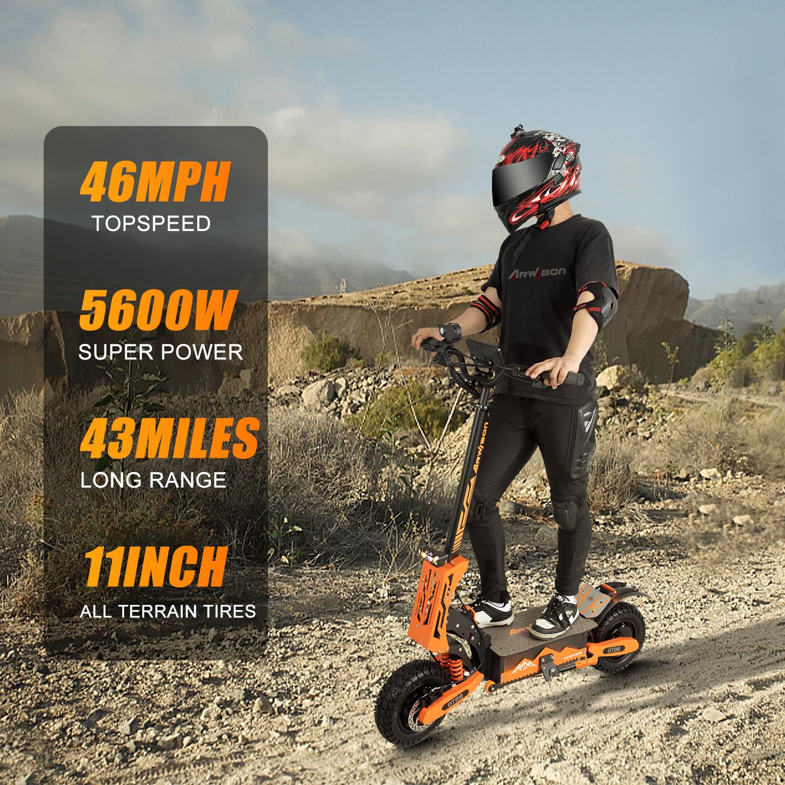 Electric Scooter Adults,5600W Dual Motor Commuter Scooter Up to 46MPH & 43 Miles Range,Dual Brake System and Shock Absorption,11