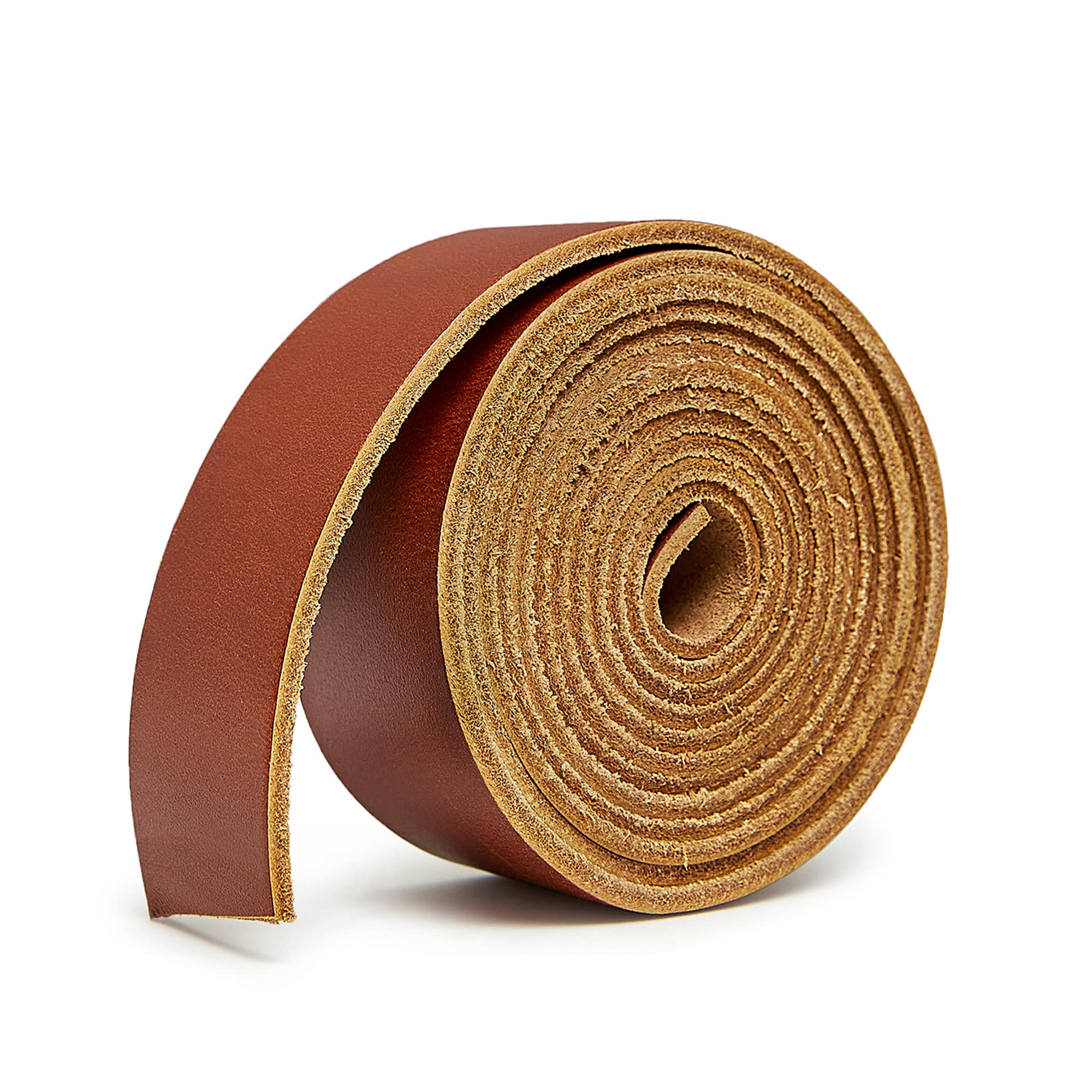 JeerealFull Grain Leather Strap 2.0mm Thick Cord Braiding String (1/2inch Wide,72inches Long) for Crafts/Tooling/Workshop Handmade(Tan,1/2''x72'')