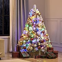 Vista 45 de Yaheetech 7.5ft Pre-lit Spruce Artificial Christmas Tree Snow Flocked Hinges Tree with 550 Multicolor LED Lights & 1284 Branch Tips & Metal Stand