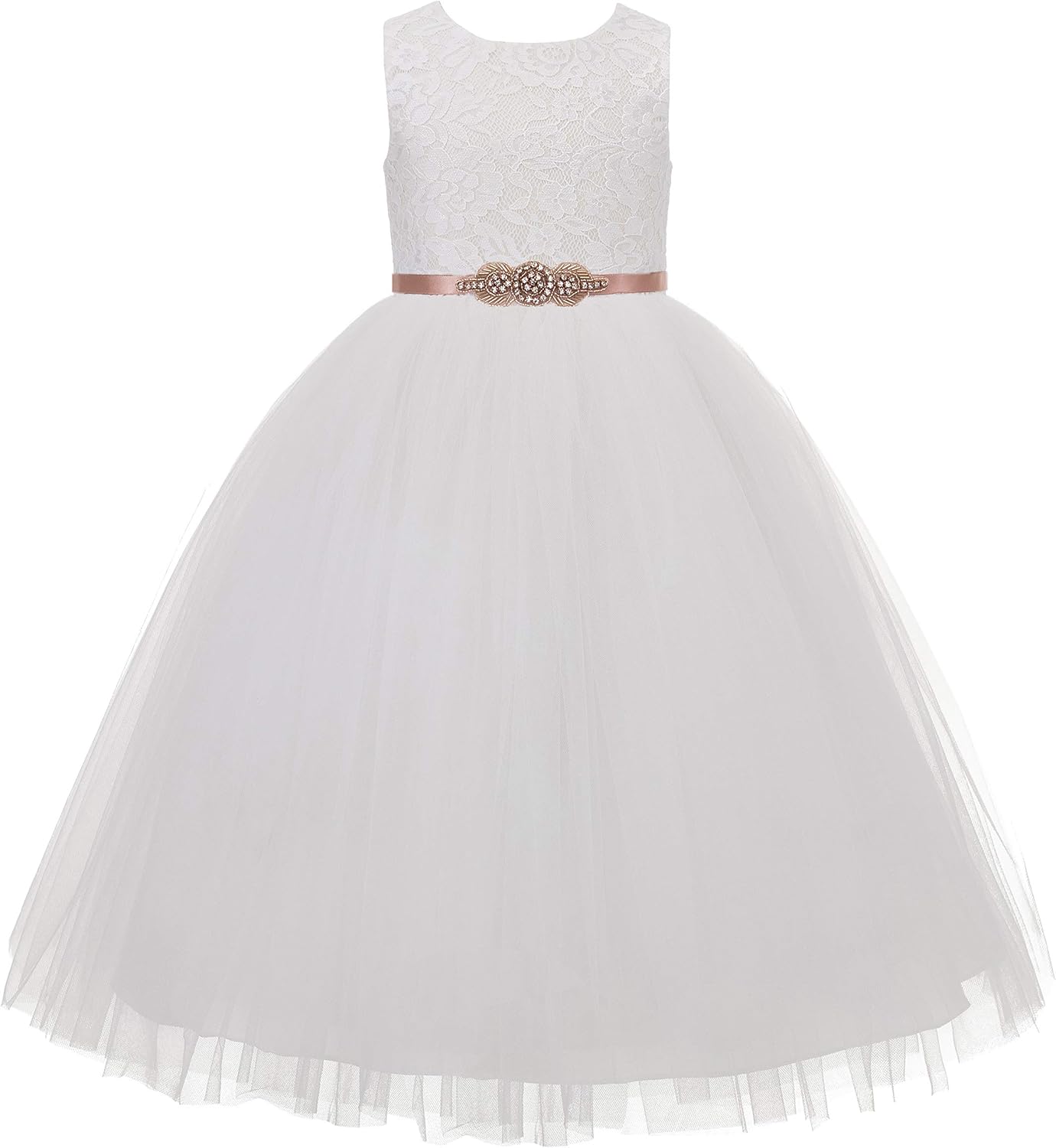 ekidsbridal Floral Lace Heart Cutout Baby Flower Girl Dress Holy Baptism Gown 172R