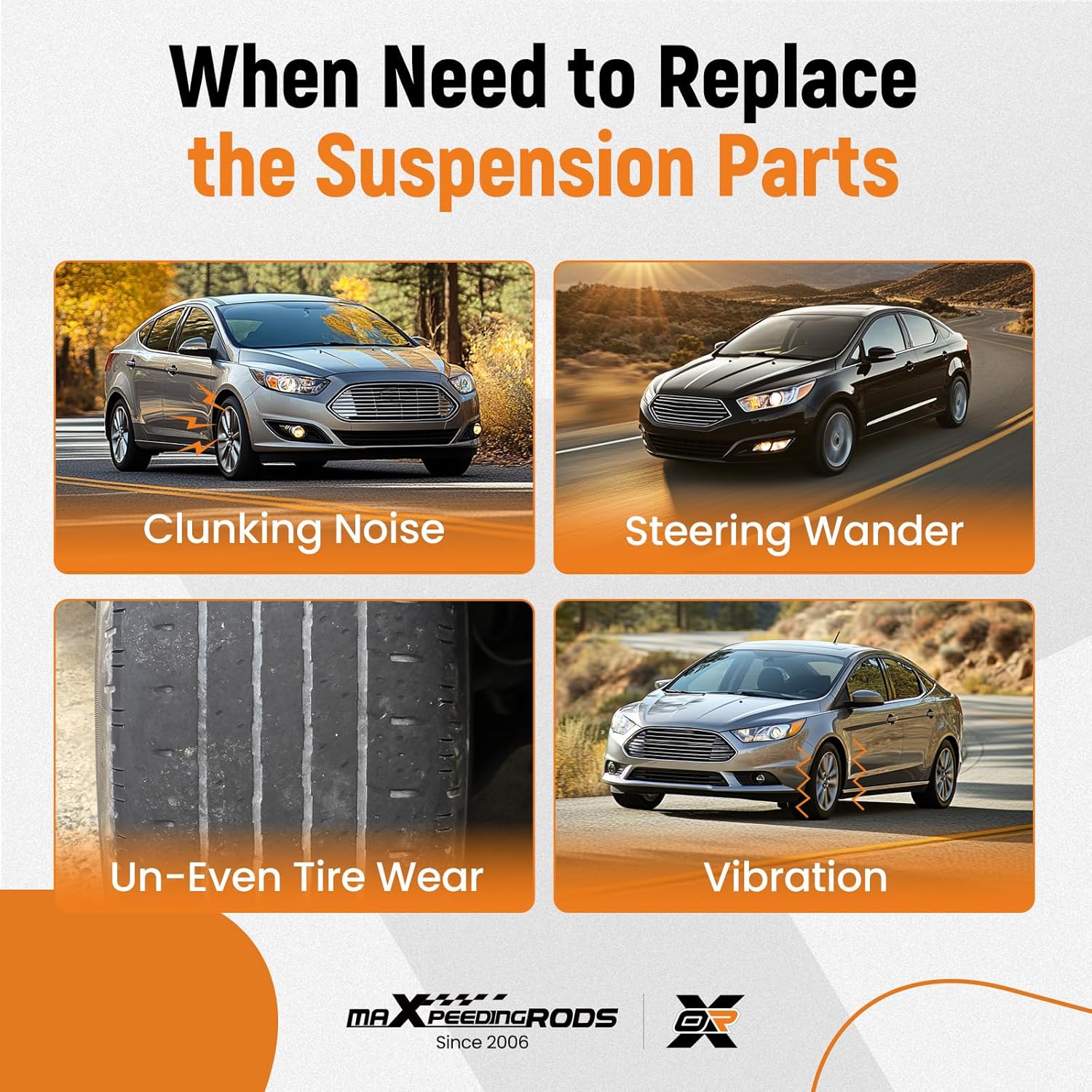 maXpeedingrods 8Pcs Suspension Kit for Ford Fusion 2013-2020 Lincoln MKZ 2013-2020, Front Lower Control Arm with Ball Joint, Front & Rear Sway Bar Links, Outer Tie Rods
