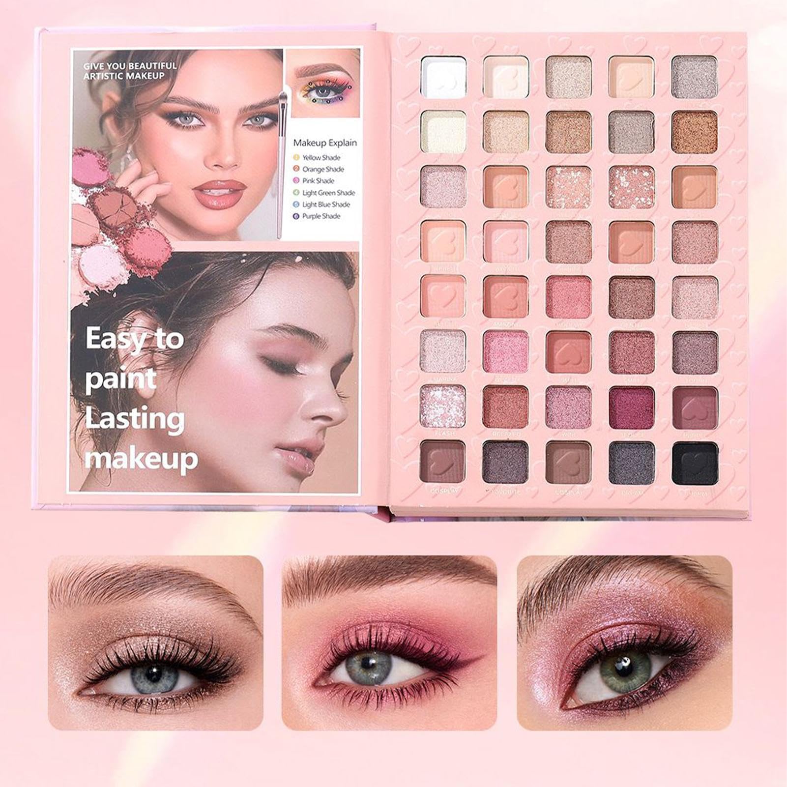 Palette Di Ombretti Palette da Viaggio per Cosmetici a Forma di Libro | Palette per Blush e Ombretti Per Spostamenti Quotidiani Appuntamenti Scuola Feste Fidanzata Moglie