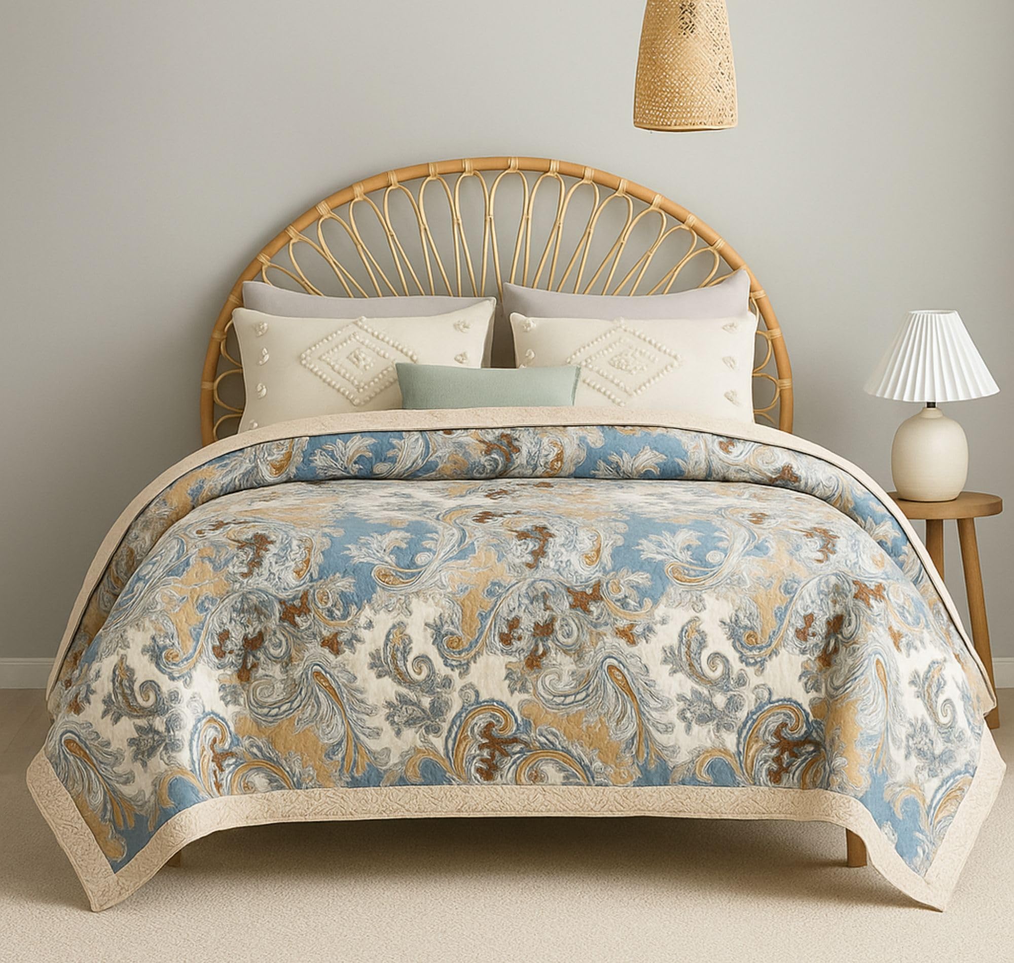 BSB HOME Ultrasonic 280tc All Season Supersoft King Size bedcover/Rajaai Quilted Bedspread Ac Blanket/Comforter for Double Bed Durable and Lightweight 220 x 230 Cm, Abstract Teal & White