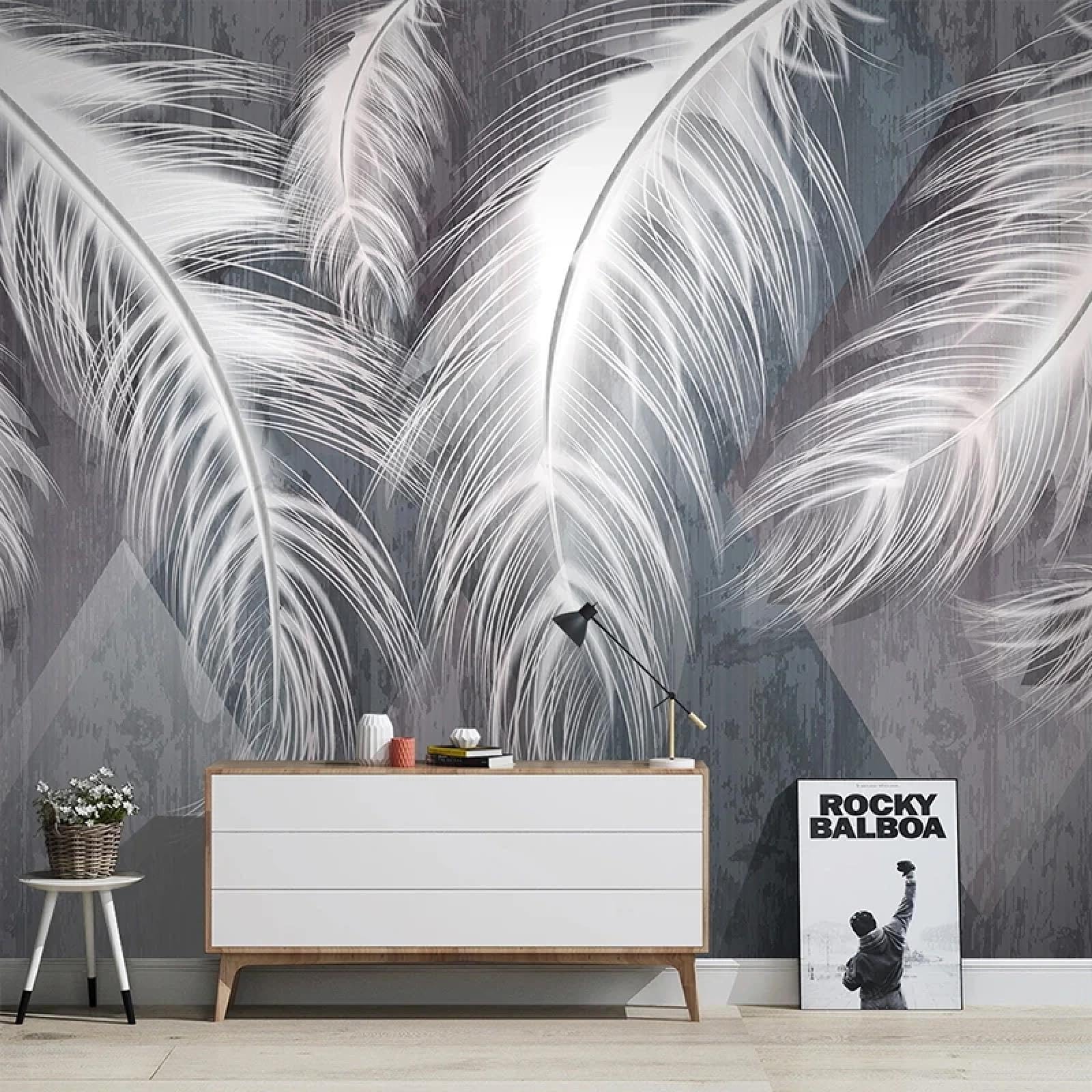 3D tapeta abstrakcyjne szare pióro obraz ścienny salon sofa tło dekoracja domu sztuka ścienna
