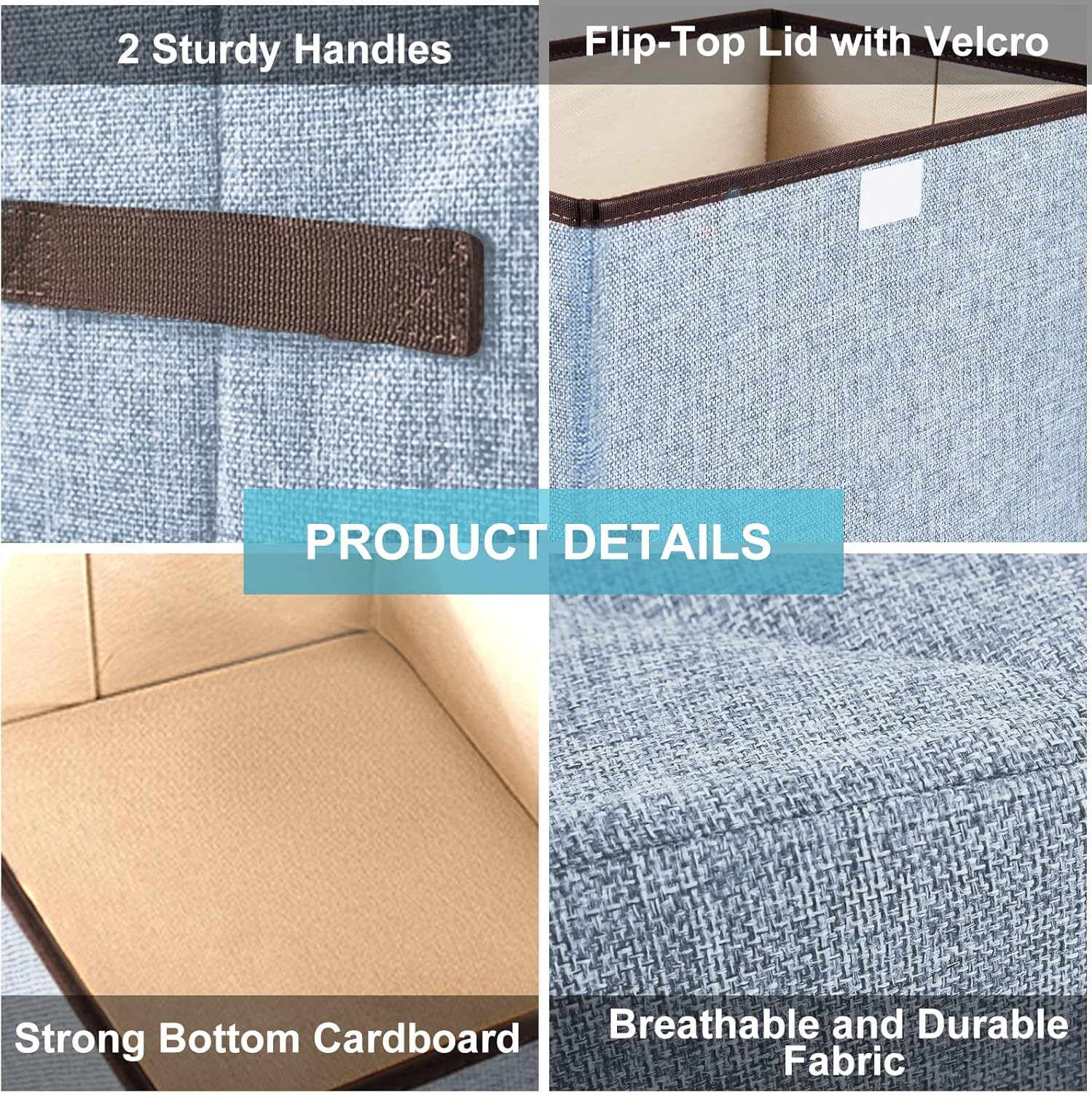 Large Toy Storage Box with Lids+Linen Fabric Foldable Storage Cube