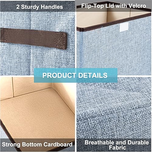 Miniatura 2 de Bagnizer Contenedores de almacenamiento plegables con tapas, cestas de almacenamiento decorativas, cajas de almacenamiento grandes para el hogar,