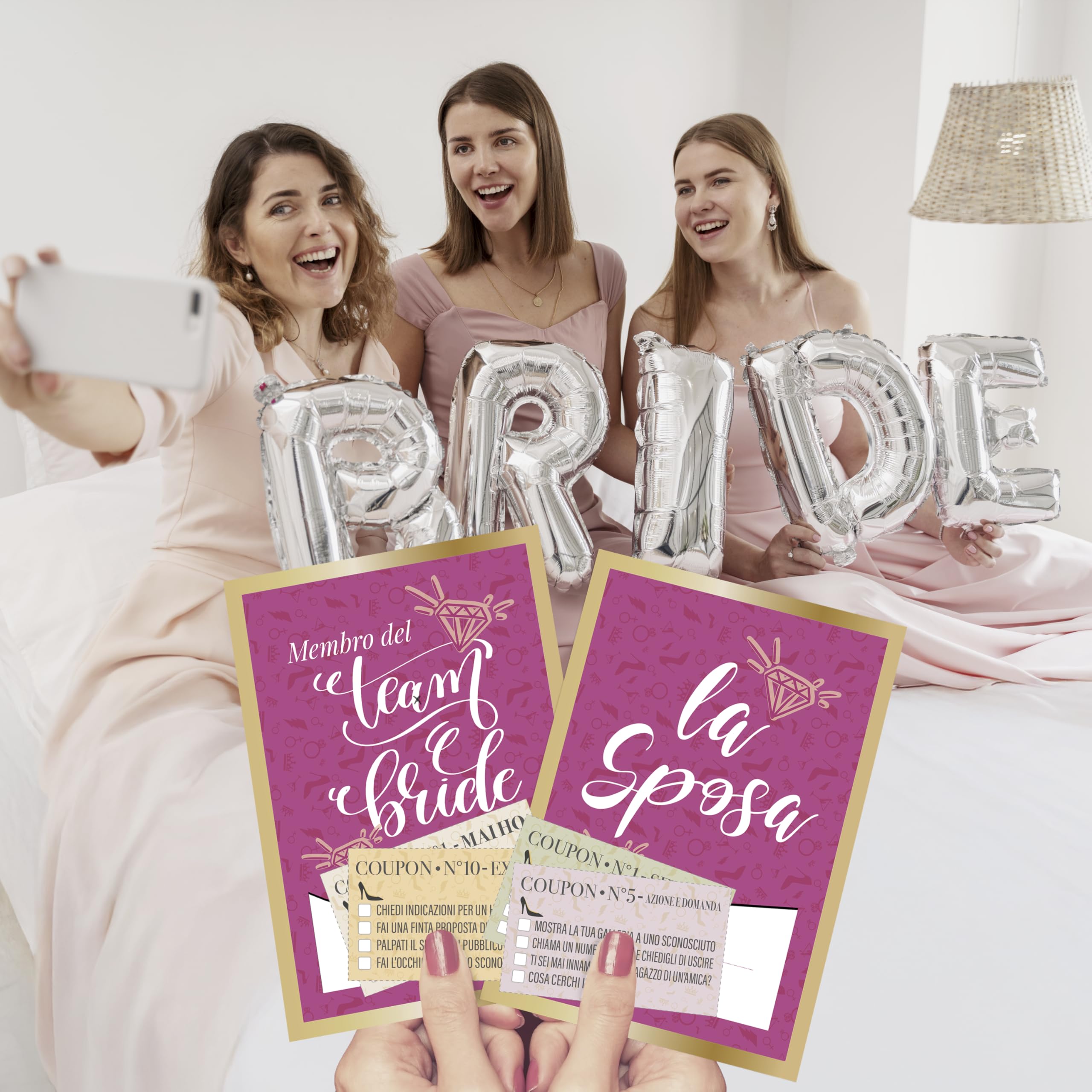 KAÏDENSÏ Giochi Addio al Nubilato Alcolici - Gadget Sposa Divertenti - Gioco Carte Alcolico Originale con Palette - Kit Team Bride to Be Scherzi Originali