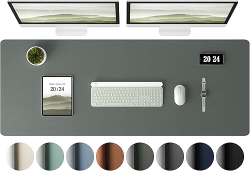 Miniatura 40 de Aothia Protector de escritorio de cuero - Alfombrilla grande para mouse, alfombrilla de oficina, secante antideslizante de cuero PU, almohadilla de