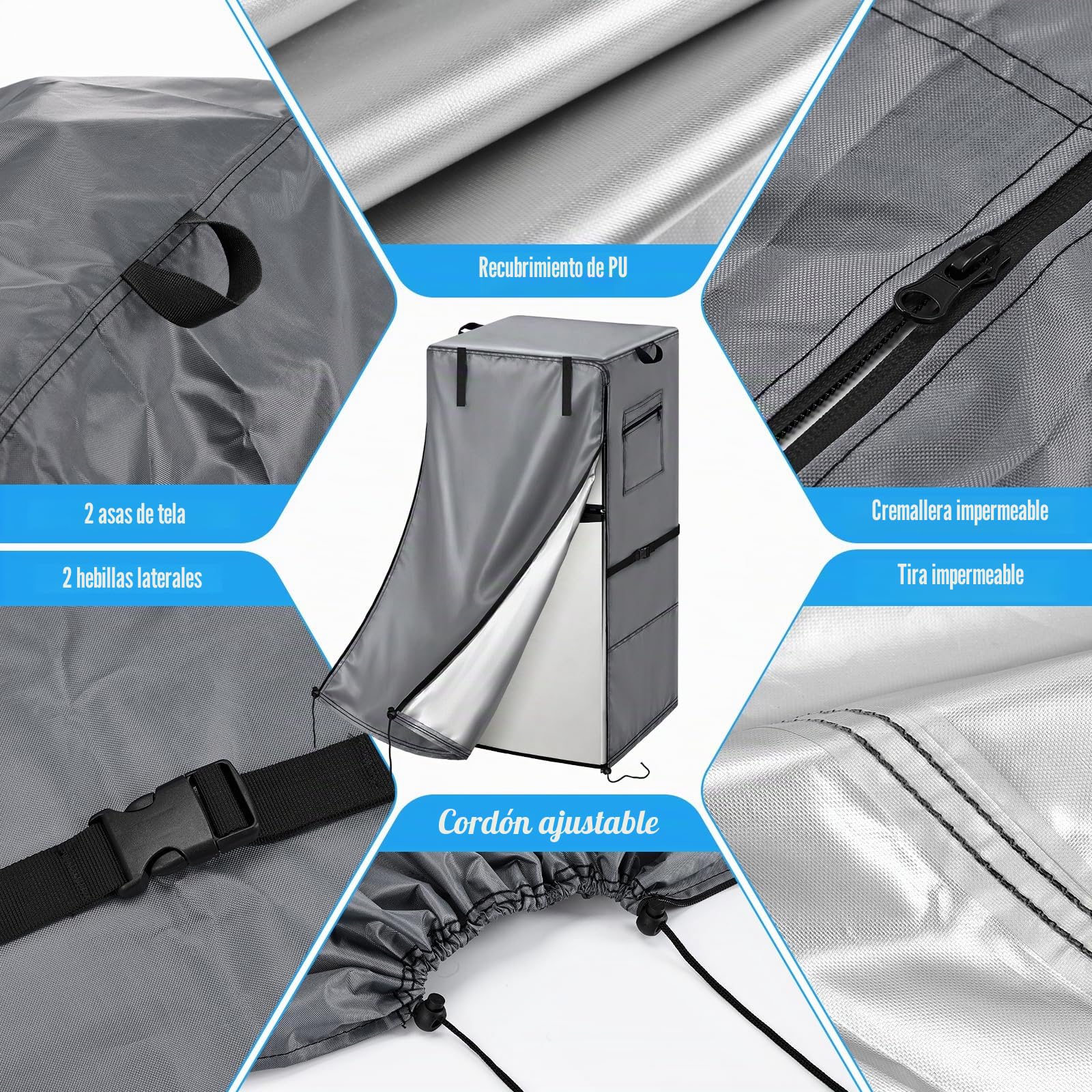 Funda para refrigerador, impermeable y a prueba de polvo, para proteger congeladores verticales, adecuada para habitaciones frías, 73,6 cm de ancho x 76,2 cm de profundidad x 155 cm de