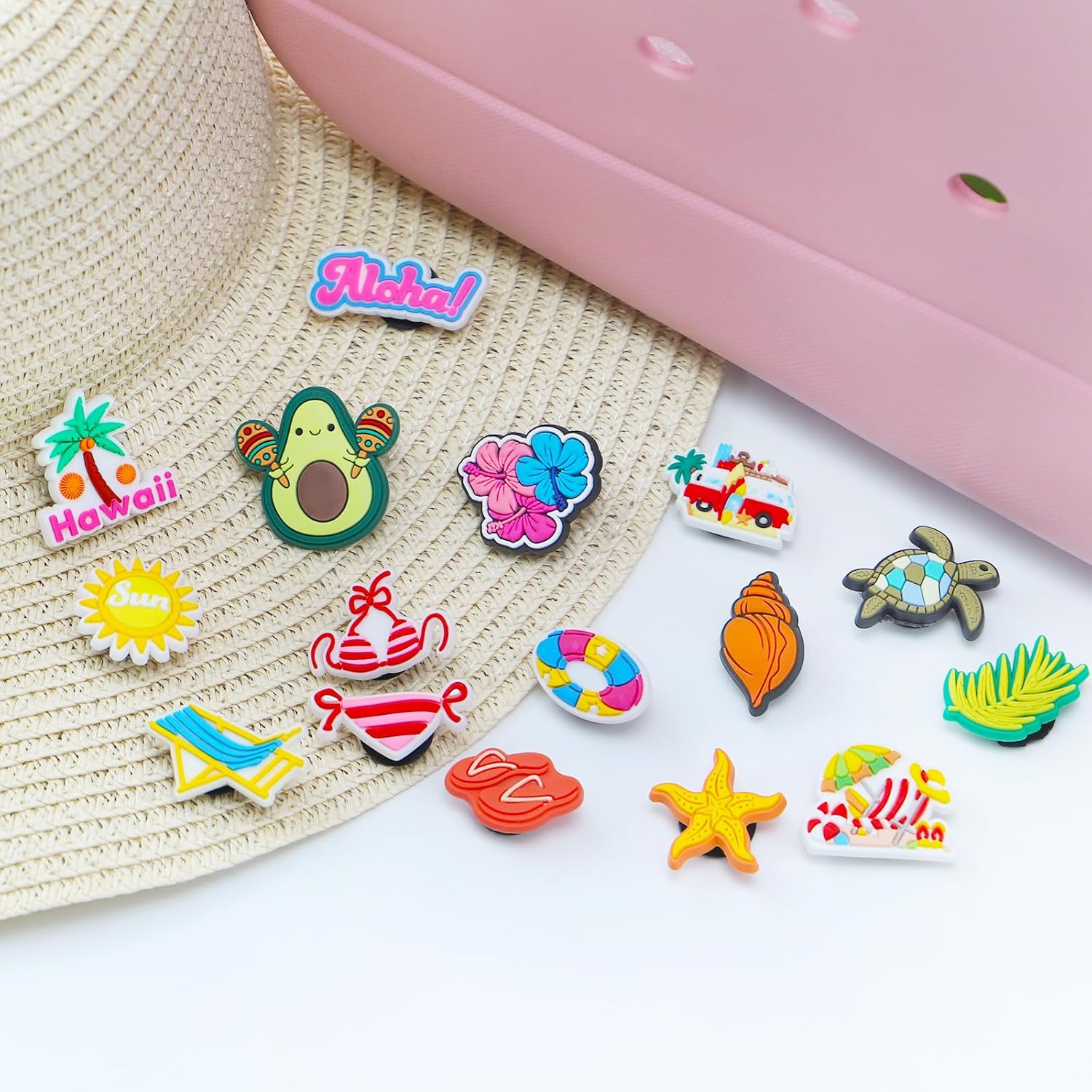 16 Pcs Accessories for Bogg Bag, Rubber Summer Decoration for Bogg Bag Charms, Compatible with Women Rubber Beach Bag Tote Handbag - Image 5