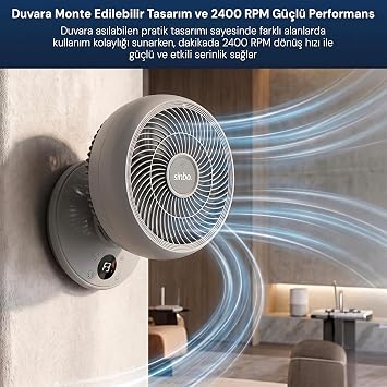 Sinbo SF-7702 Sessiz Masaüstü Vantilatör | Kumandalı 1.5 mt Kablolu Mini Fan | Otomatik Salınımlı Aroma Hazneli