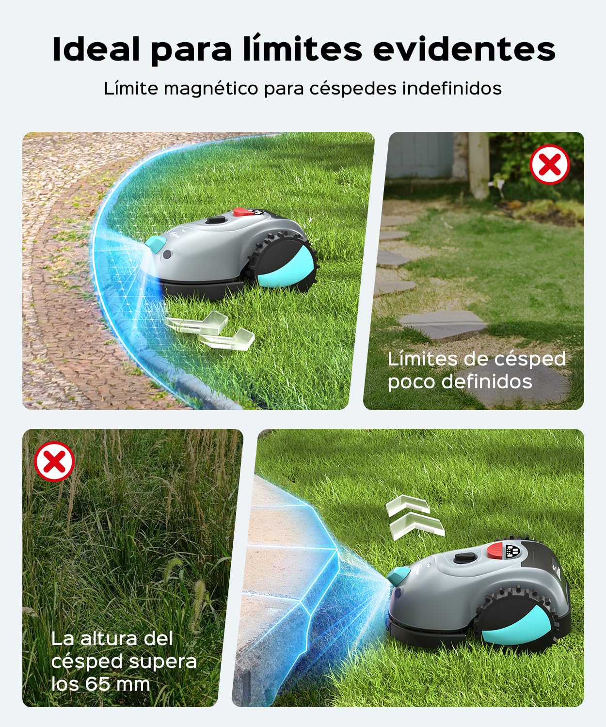 YARDCARE V100 Robot Cortacésped sin Cable Perimetral, hasta 150 m² | Navegación por visión, Instalación sencilla, No requiere RTK, Detección de 150 Obstáculos, Apto para jardines pequeños
