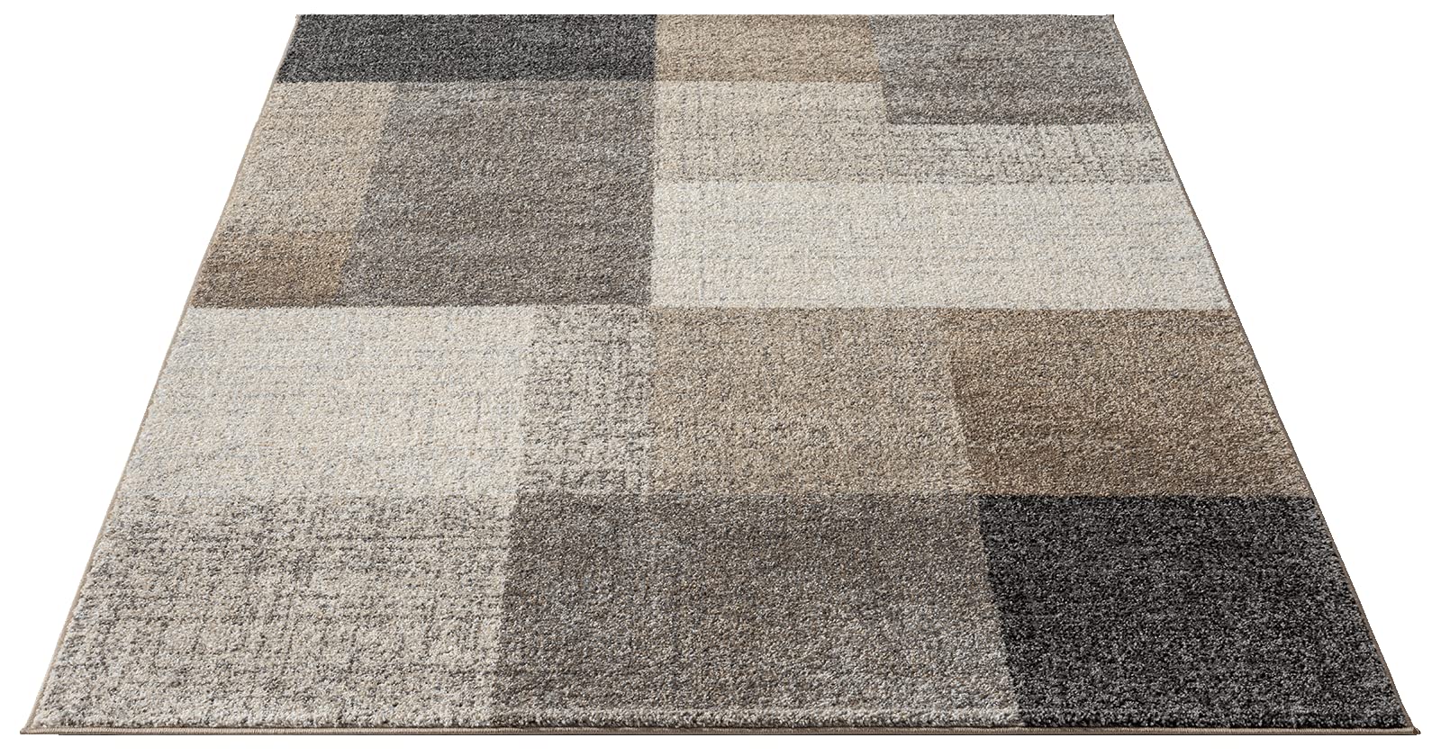 the carpet Pearl – Moderner Kurzflor Teppich, dichter Flor, geometrisches Muster, Konturenschnitt, Wohnzimmer & Schlafzimmer Teppich, Kariert, Beige, 200 x 280 cm