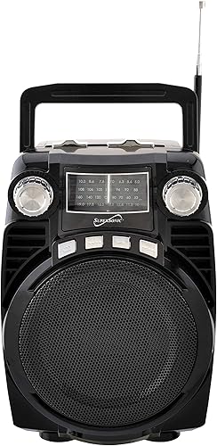 SuperSonic Radio portátil Bluetooth de 4 bandas, negro (SC-1390BT)