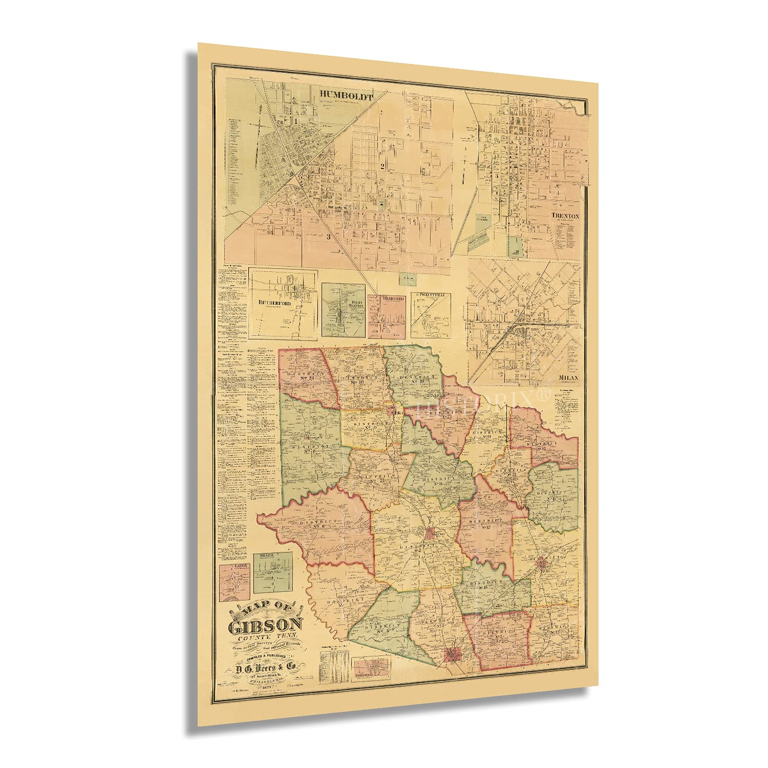 Buy HISTORIX Vintage 1877 Gibson County Tennessee Map 24x36 Inch