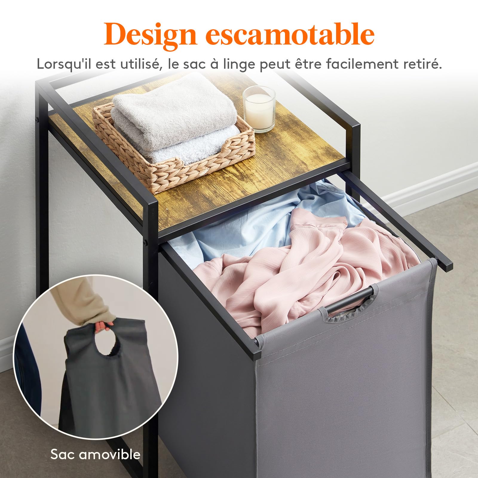 Panier à Linge 2 Compartiments Avec Roulettes Lifewit - 95L, Étagère Supérieure - Tissu Oxford - Pour Buanderie, Salle De Bain - Noir