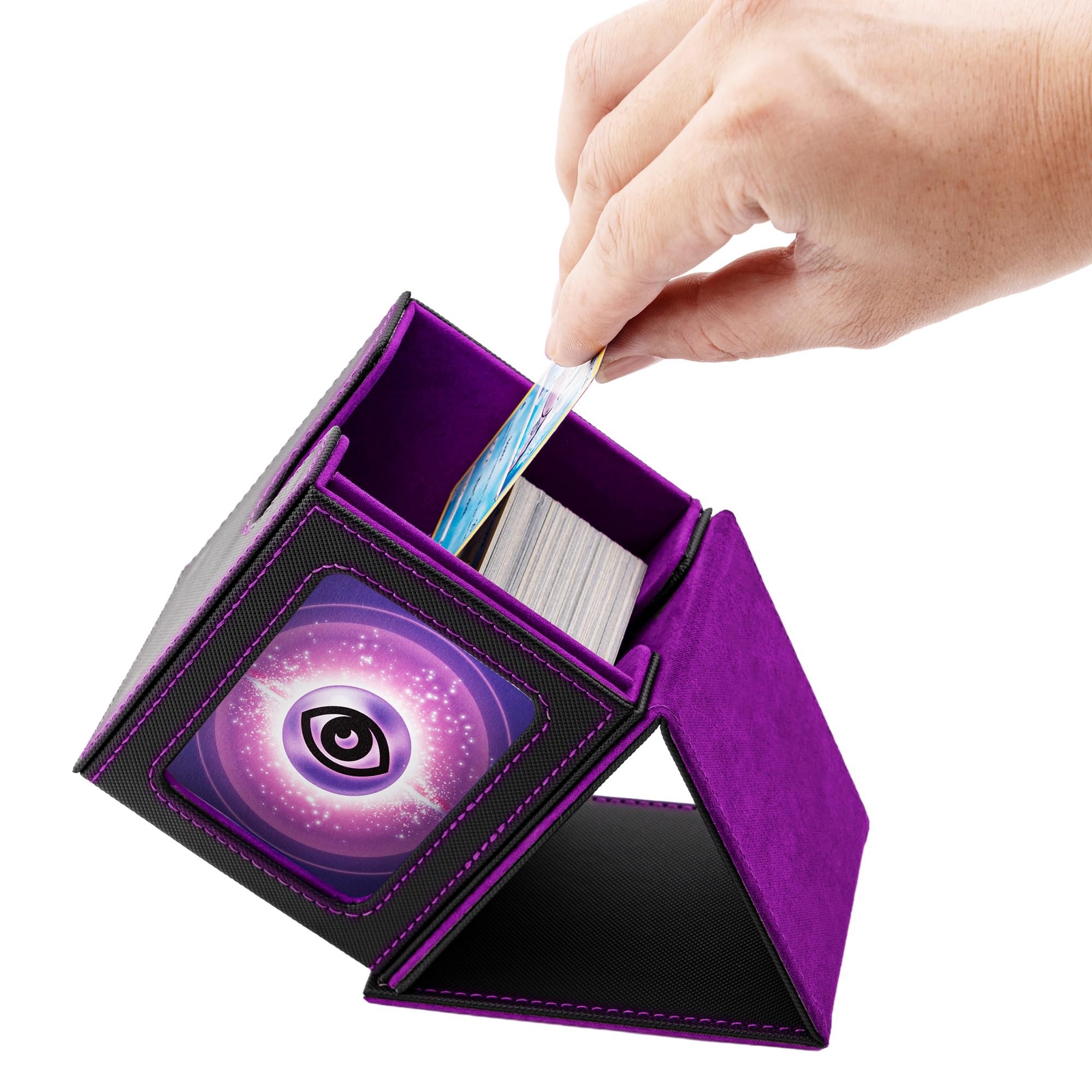 Boîte De Rangement Cartes MTG Wigearss - Cuir PU - Capacité 300+ Cartes - Avec Compartiments Dés - Rouge/noir