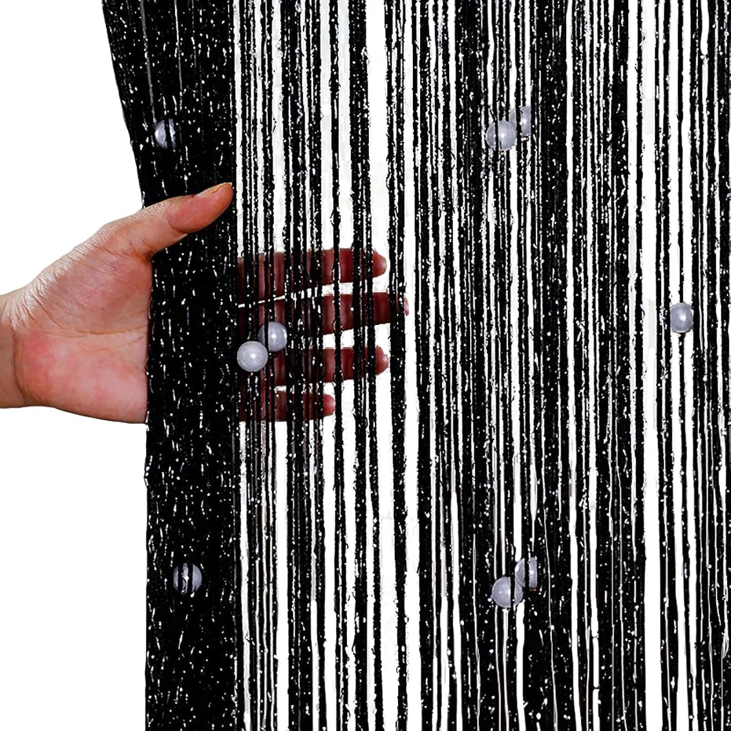 Yulun0328 Beaded Door Curtain - Bead Curtains for Doorways, Fly Screens for Doors Beaded, String Fly Curtain for Door, Indoor Hanging Decoration (Black, W 39.4" x L 78.7" (1 Panels))