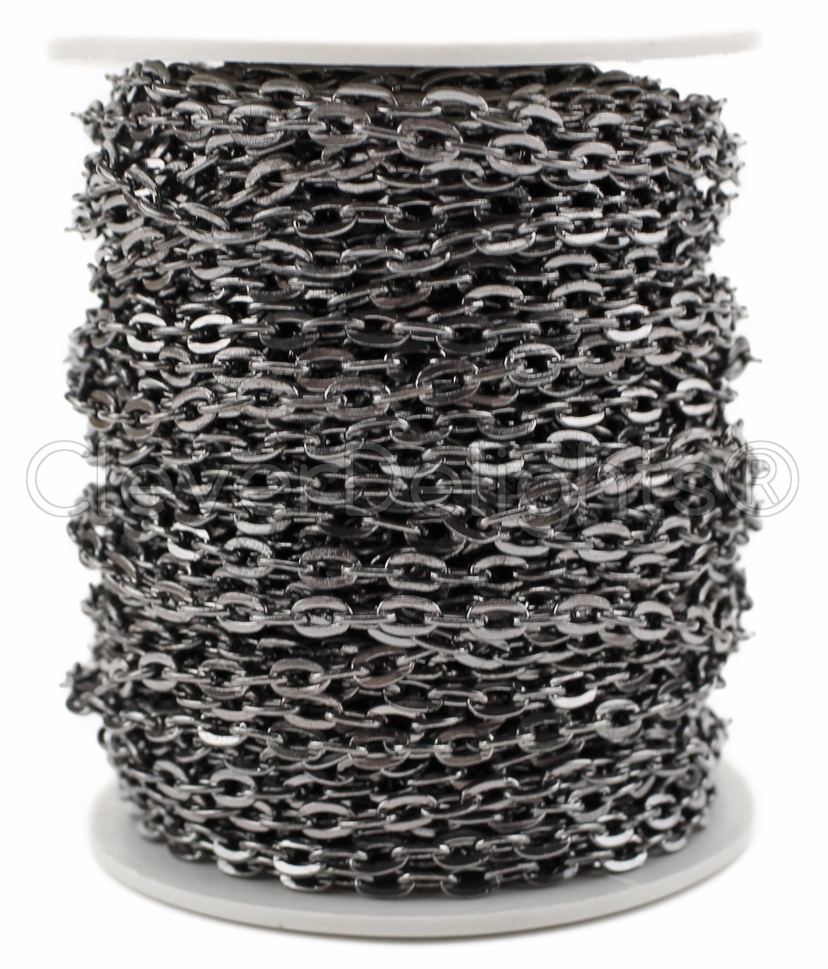 CleverDelights 4x6mm Cable Chain - Gunmetal Color - 100 Feet