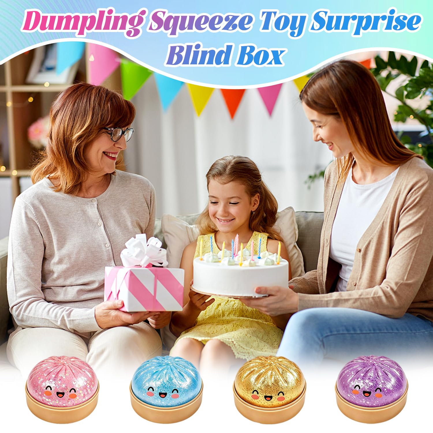 Giant Dumpling Squishy, 4 Pezzi Squishys A Forma Di Ravioli Glitterati, Gigante Glitter Squishys Ravioli, Giocattoli Antistress Gnocco, Dumpling Stress Ball, Per Adolescenti, Adulti E Ufficio