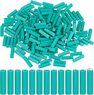 200 Pcs Expanding Plastic Screw Anchors 1/4" Hole Green Plastic Anchors for Concrete Tile Cement Bolt Expansion Tube for #10,11,12 Screws, Fix to Wall Drywall or Other Surface(1-1/4")