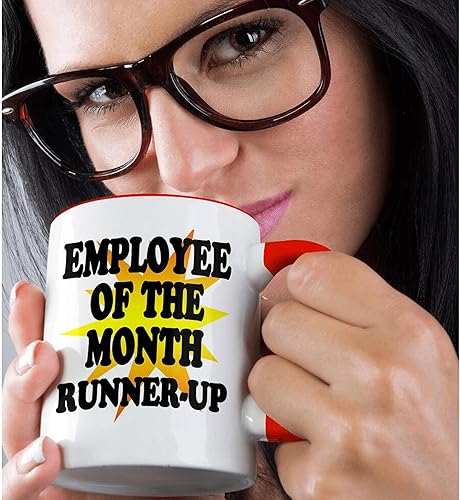 Miniatura 2 de 3dRose Employee of The Month - Taza de dos tonos, 11 onzas, color rojo