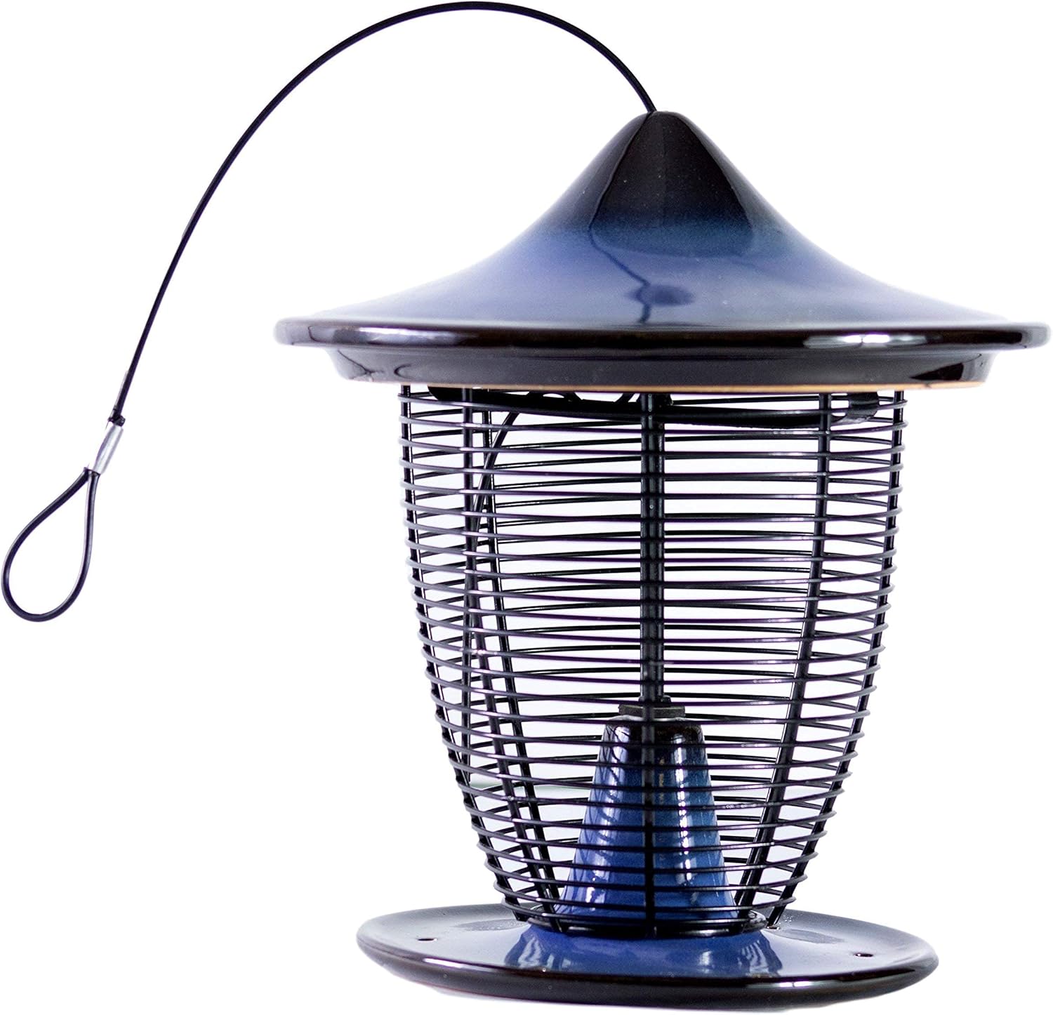 BYER OF MAINE Circle Post Bird Bath and Alycon Pagoda Bird Feeder Bundle Cobalt Blue