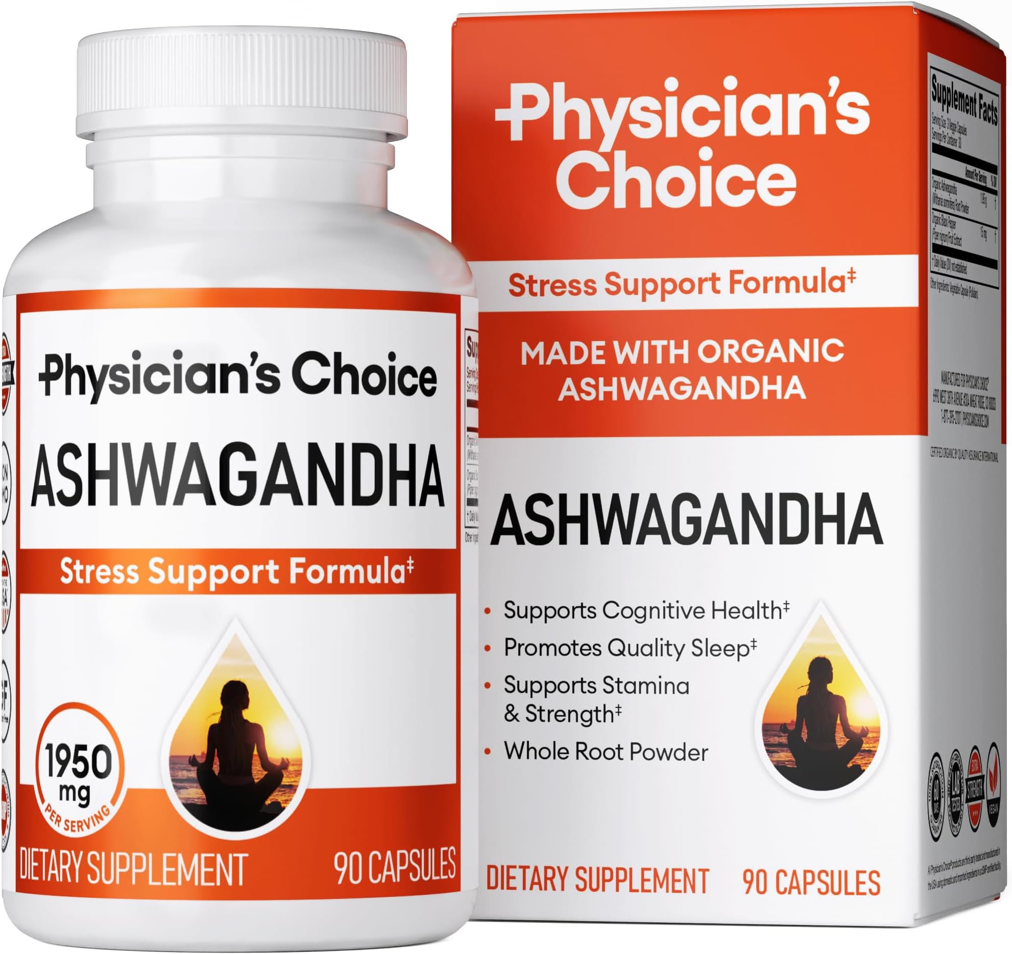 Physician's CHOICE Ashwagandha Supplement 1950mg of