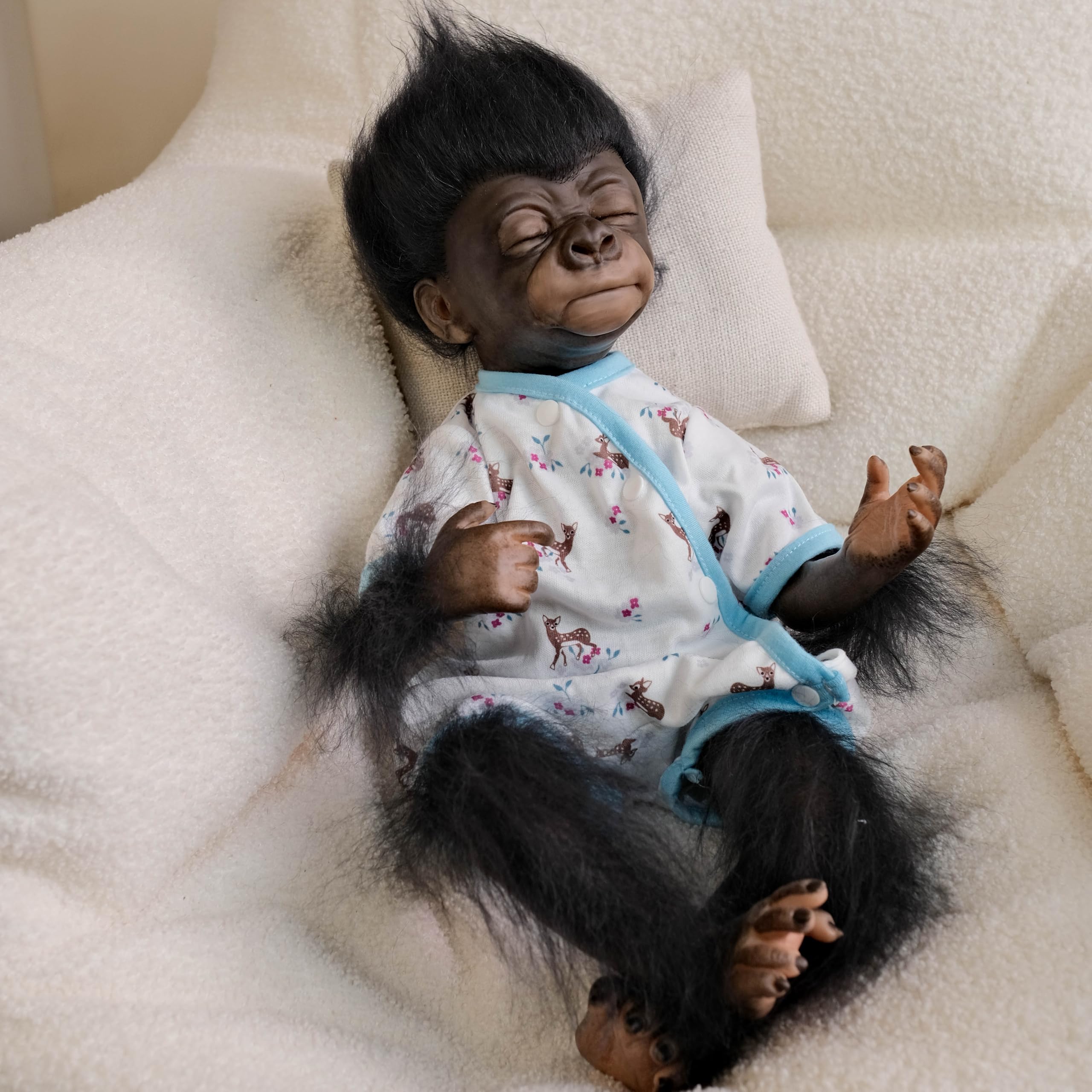 Pinky Reborn Babypuppen, cool, handgefertigt, 45 cm, Reborn-Puppen, Affe, Jungen, Puppen, weicher Stoff, lebensechte Puppe, bestes Geschenk für Kinder, Weihnachten